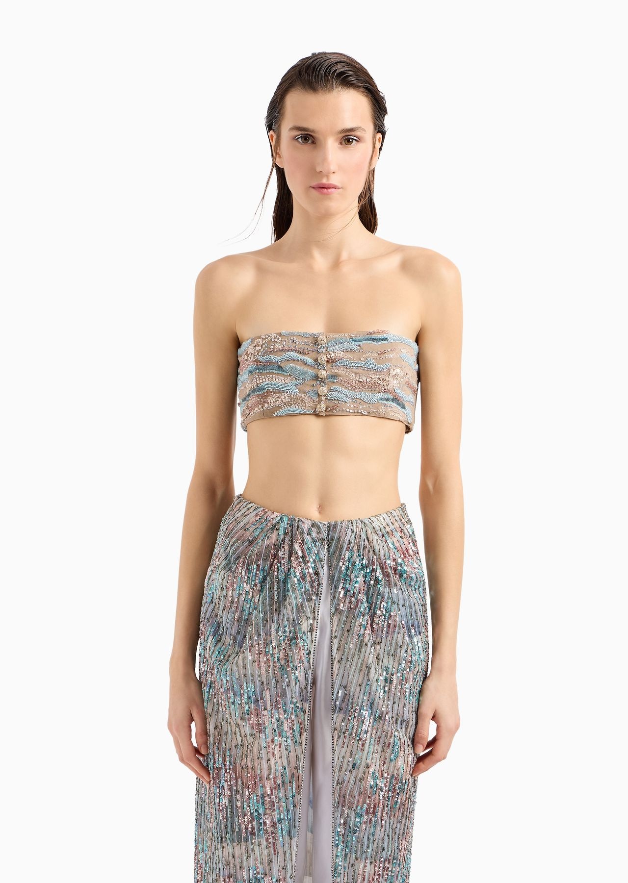 Embroidered viscose bandeau top - 2