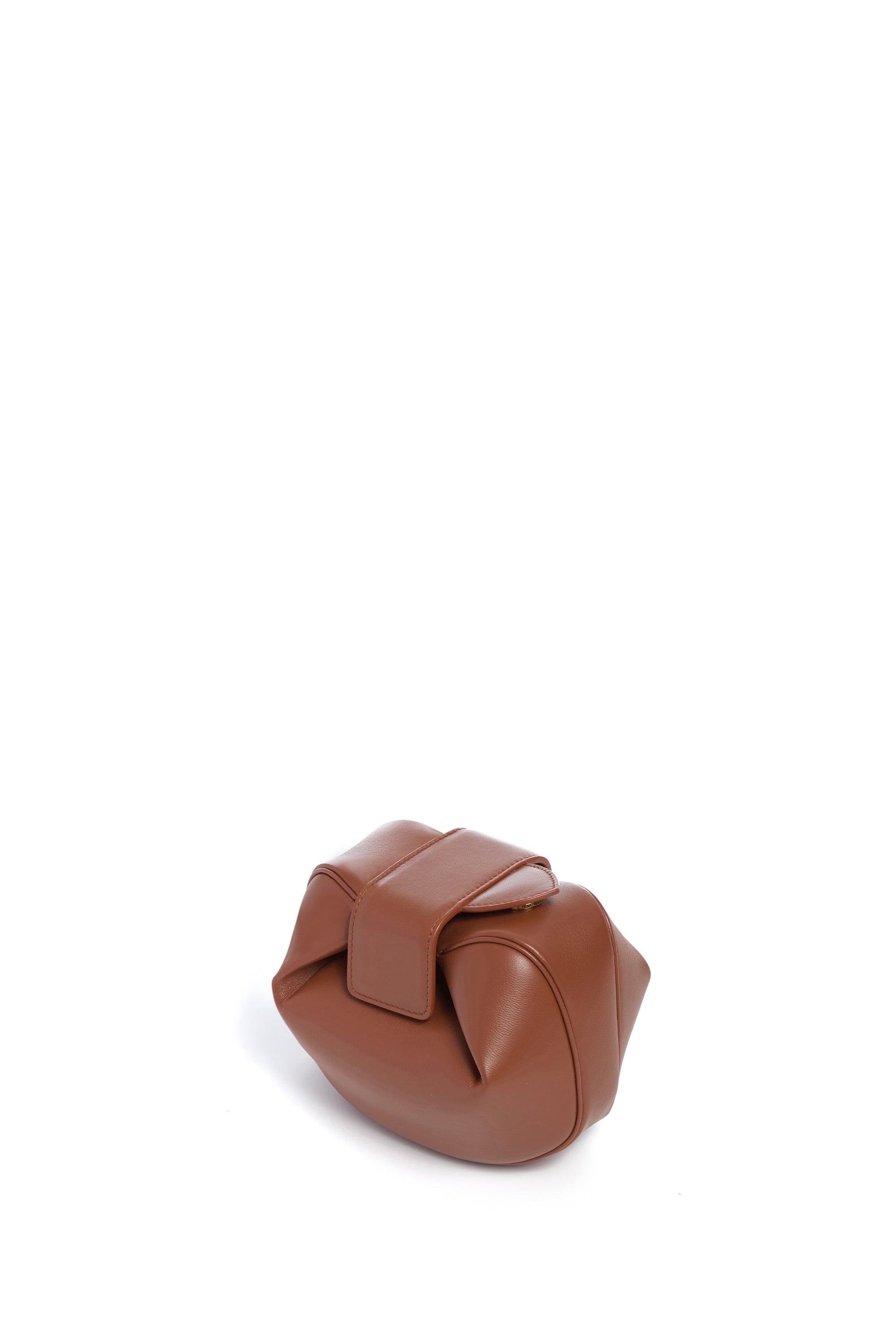 Soft Demi Clutch in Cognac Nappa Leather - 3