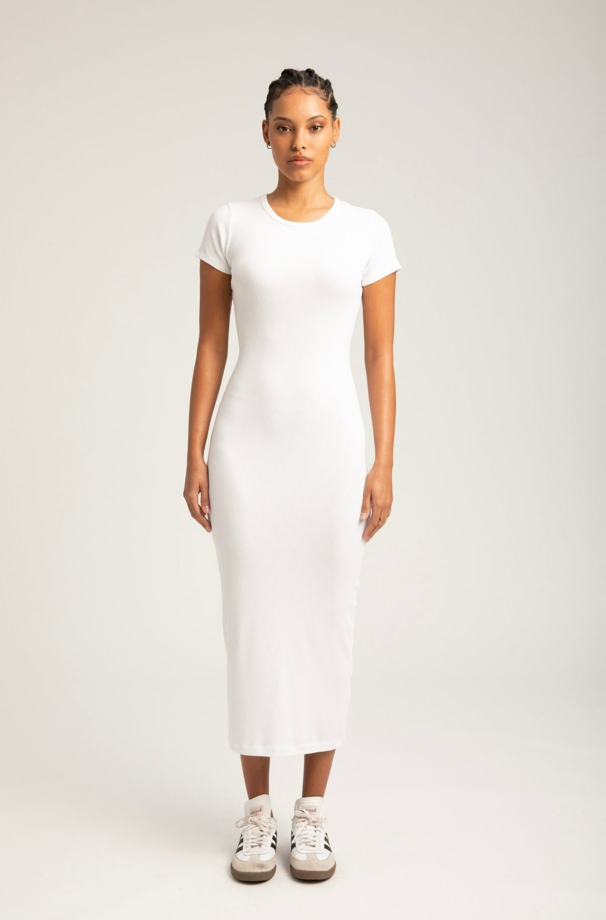 WHITE RIB MAXI DRESS - 1