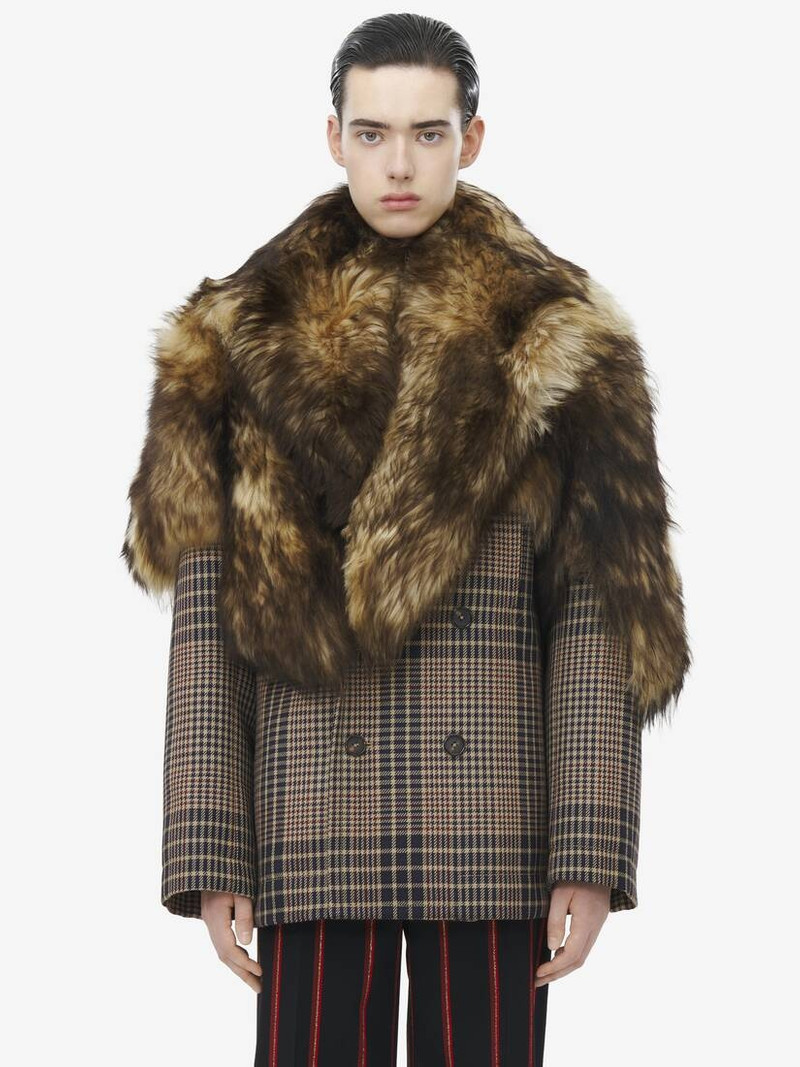 Alexander McQueen Shearling Stole Wool Peacoat outlook