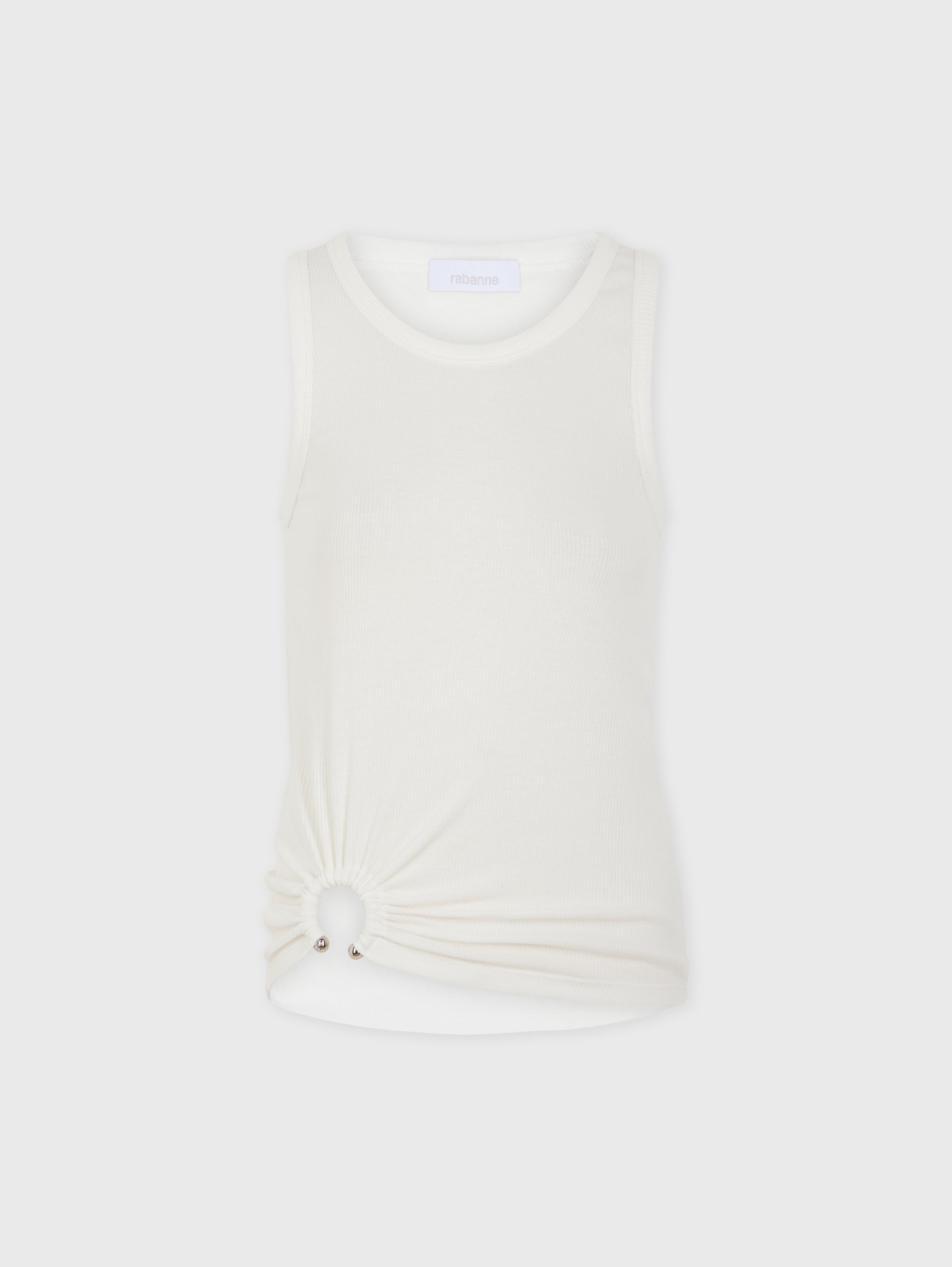 WHITE TANK TOP WITH SIGNATURE PIERCING - 1