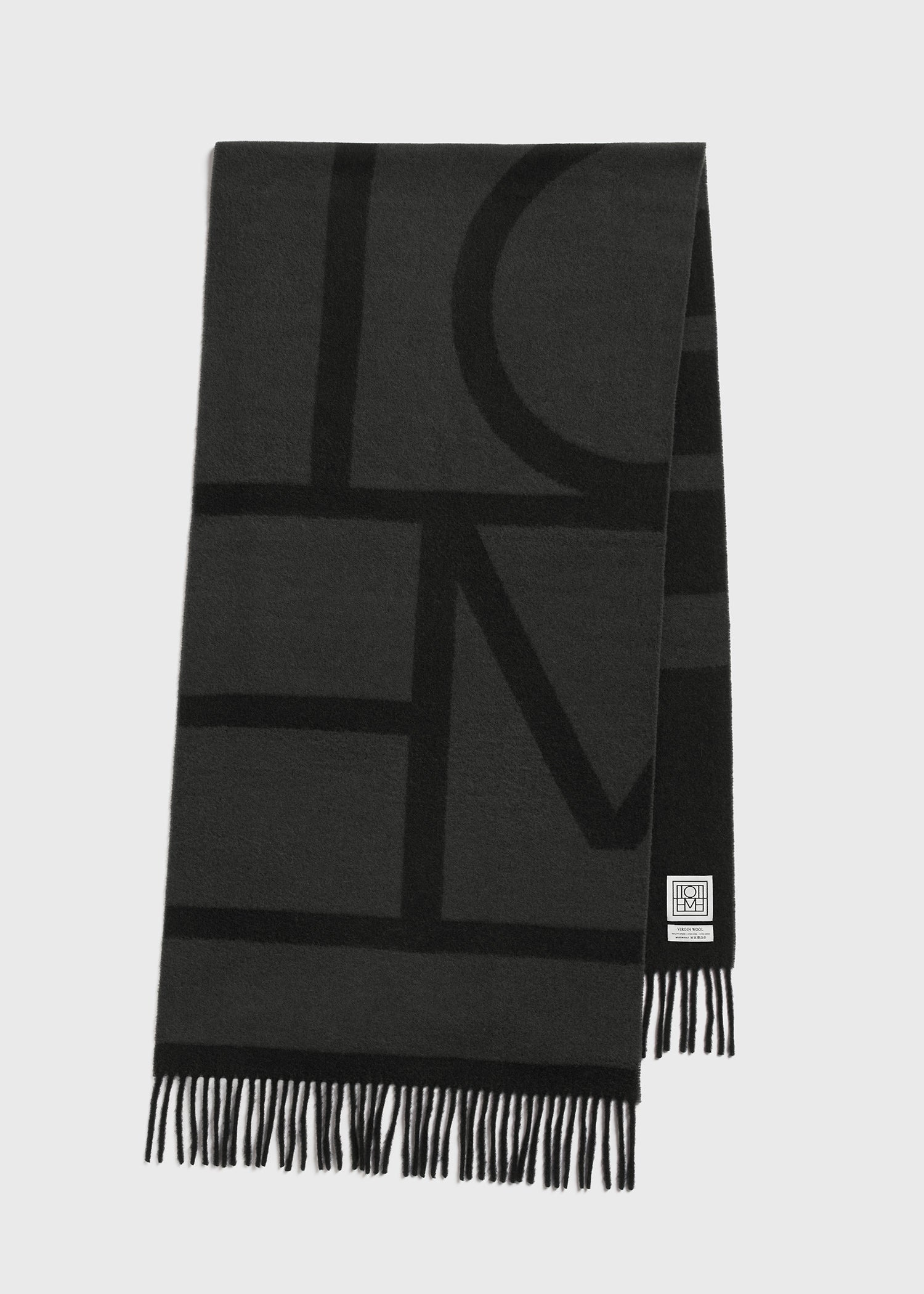 Monogram jacquard wool scarf charcoal mélange - 7