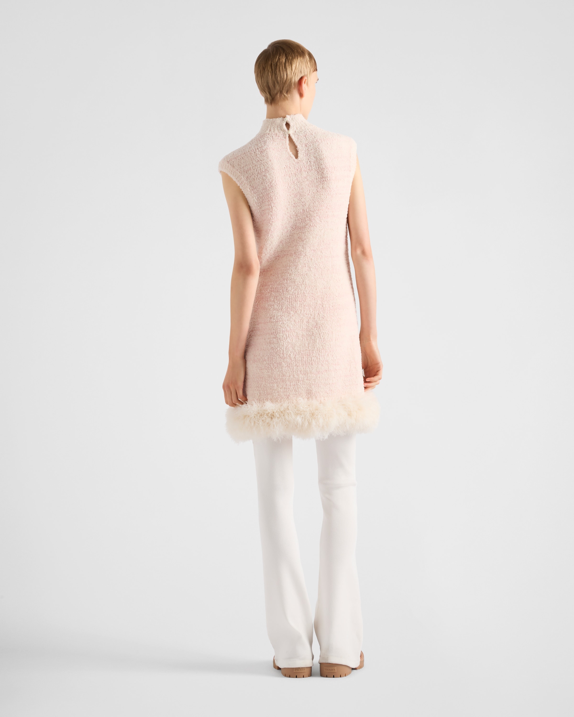 Cotton mini-dress with feathers - 5