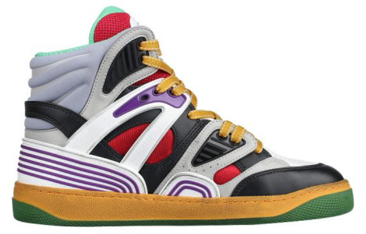 (WMNS) Gucci Basket High 'Black White Purple' 661312-2SH90-1072 - 2
