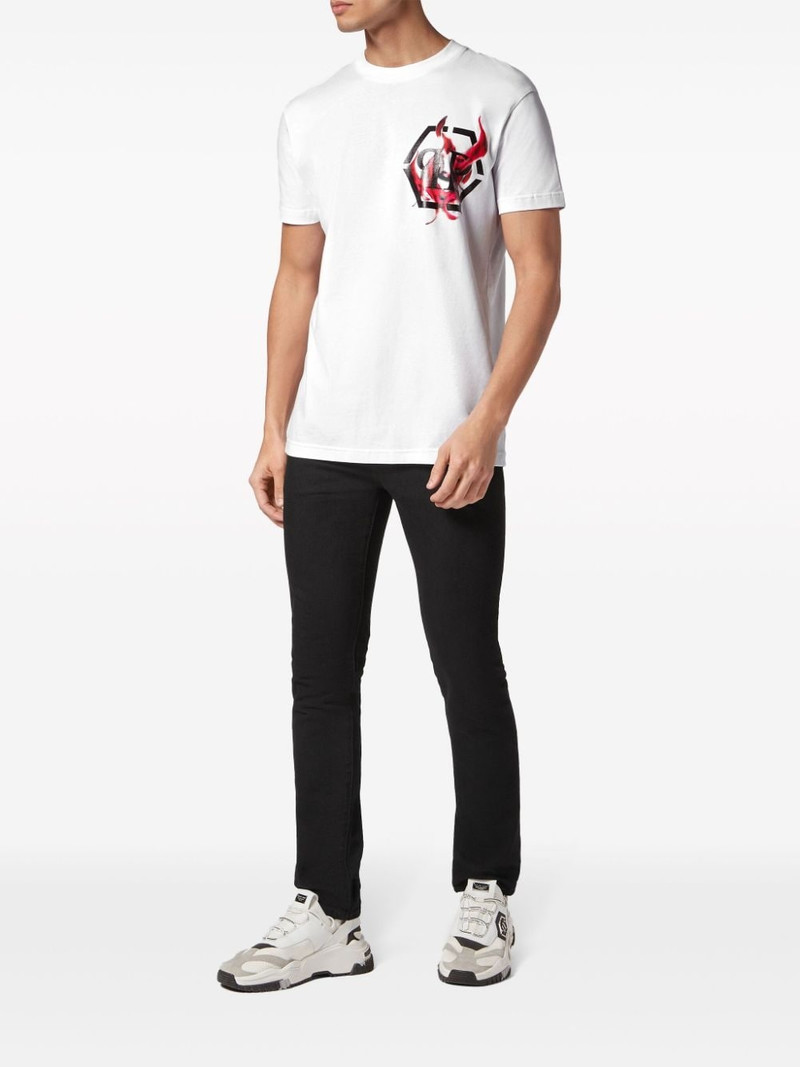 PHILIPP PLEIN logo flame-print cotton T-shirt outlook