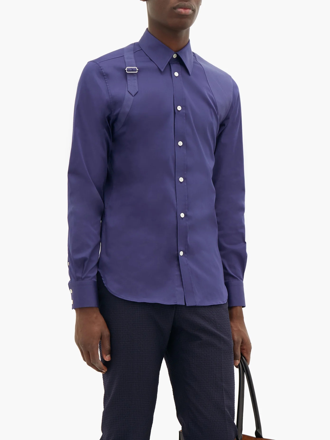 Harness panelled cotton-blend shirt - 2