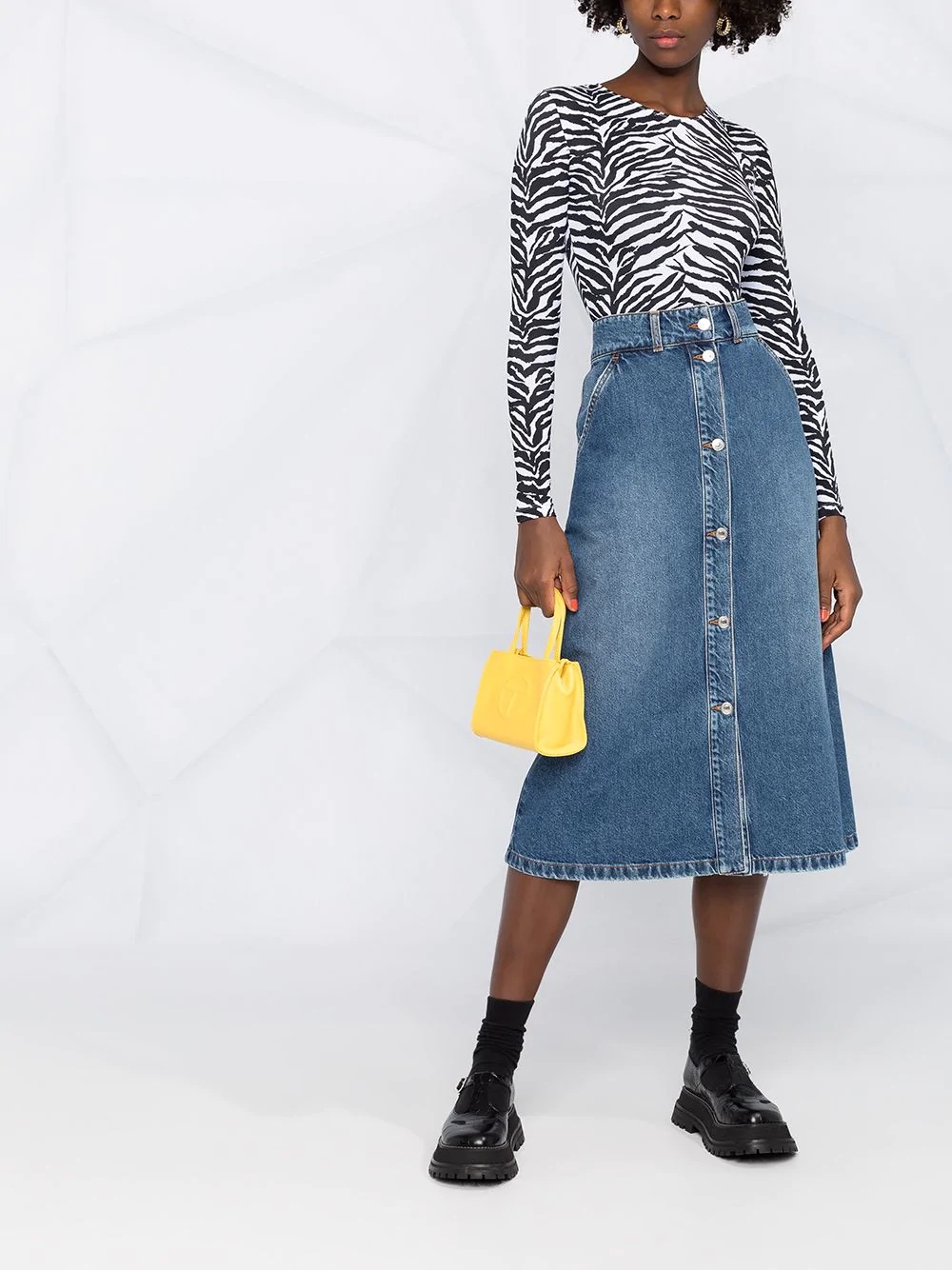 denim A-line skirt - 2