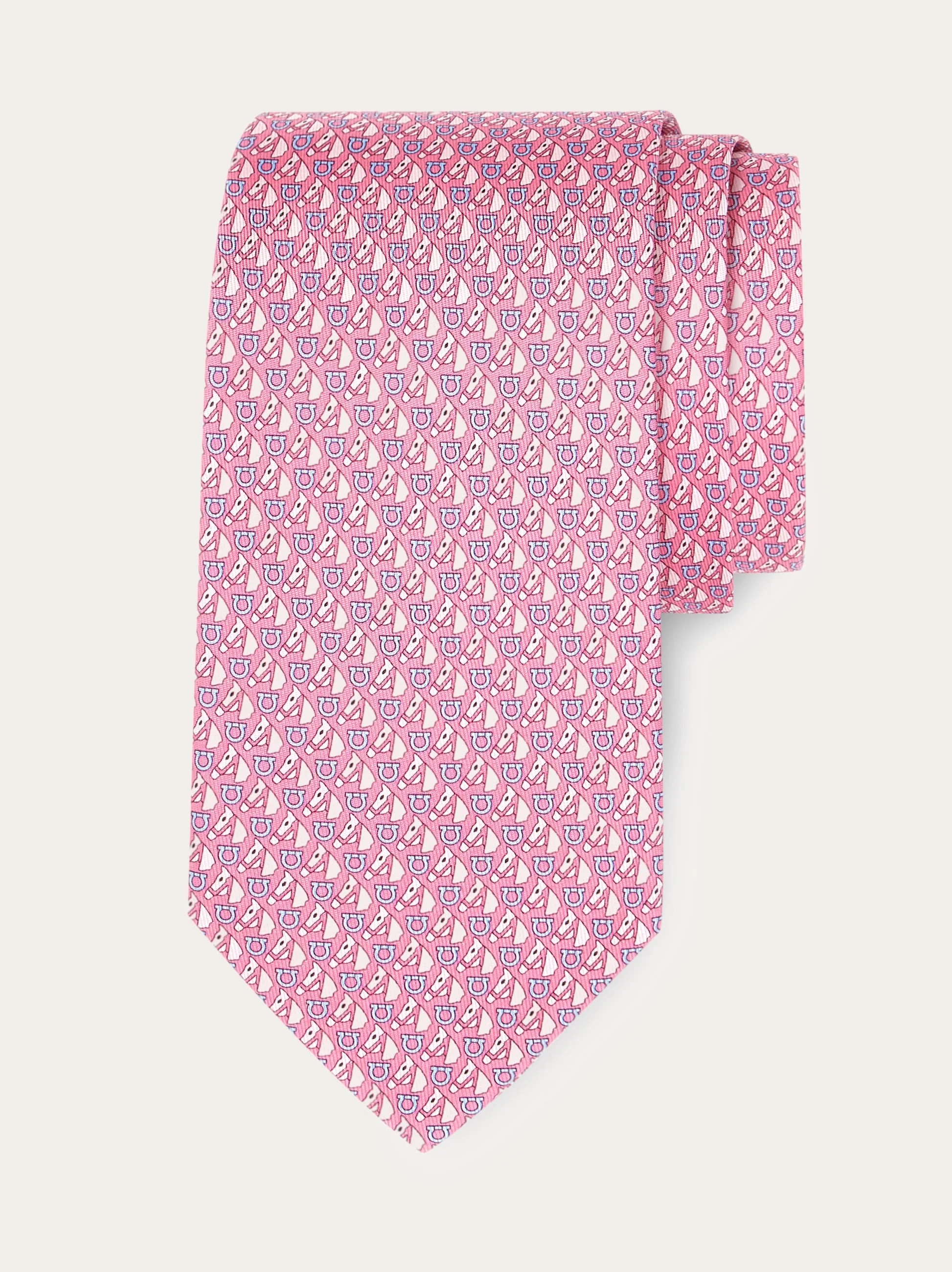 Equestrian print silk tie - 1