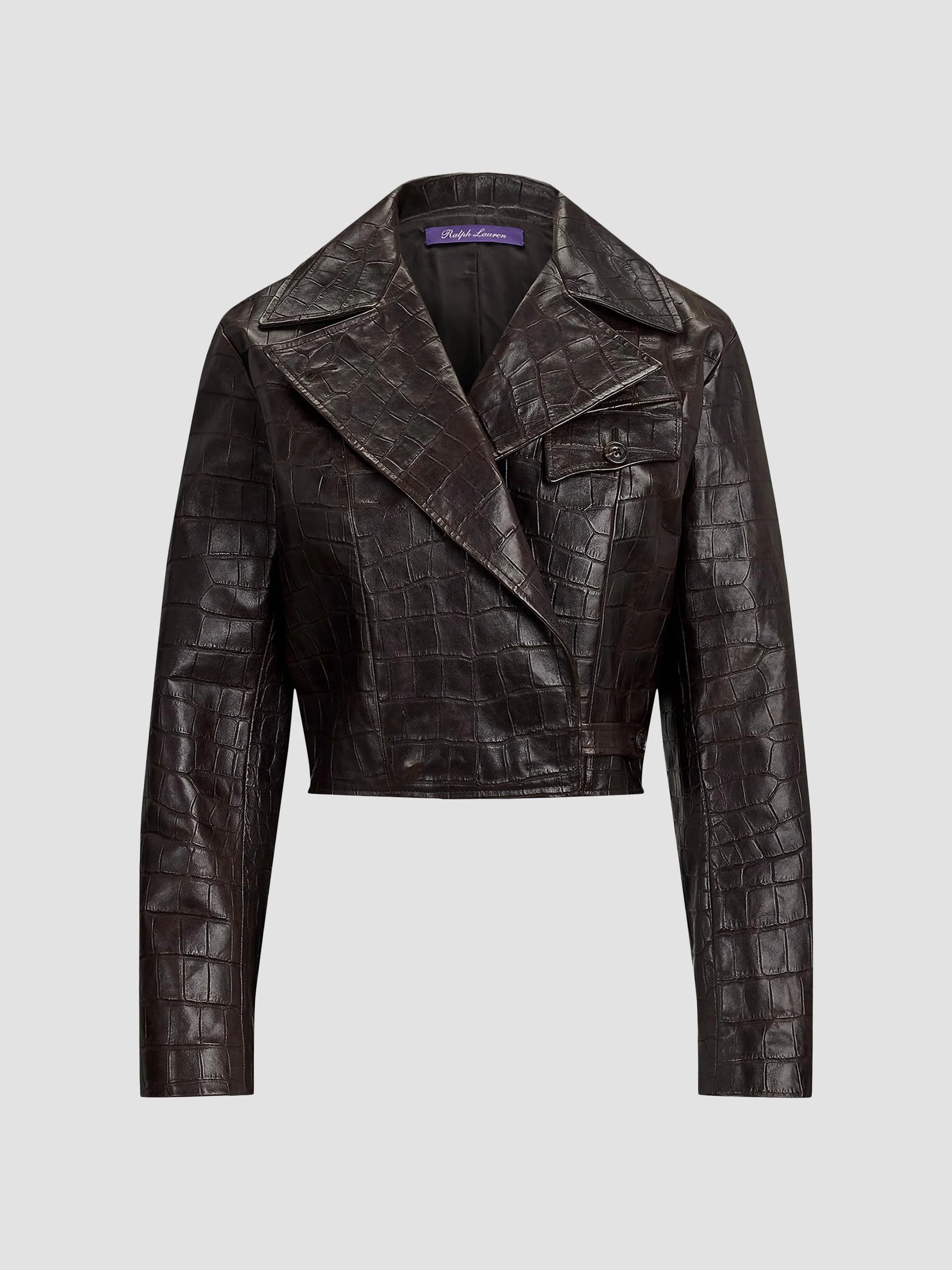 Women's Jaxson Printed Leather Moto Jacket - Espresso - 1