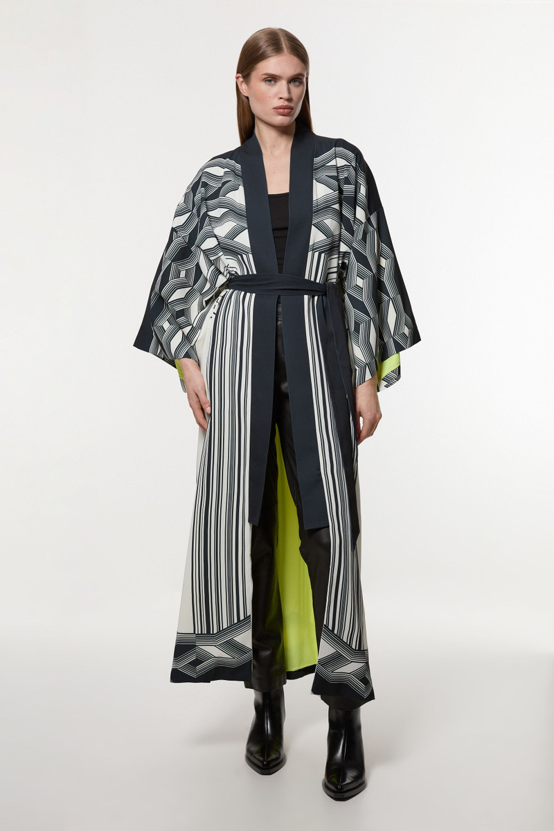 KAREN MILLEN Amelia Graham Printed Statement Woven Maxi Kimono outlook