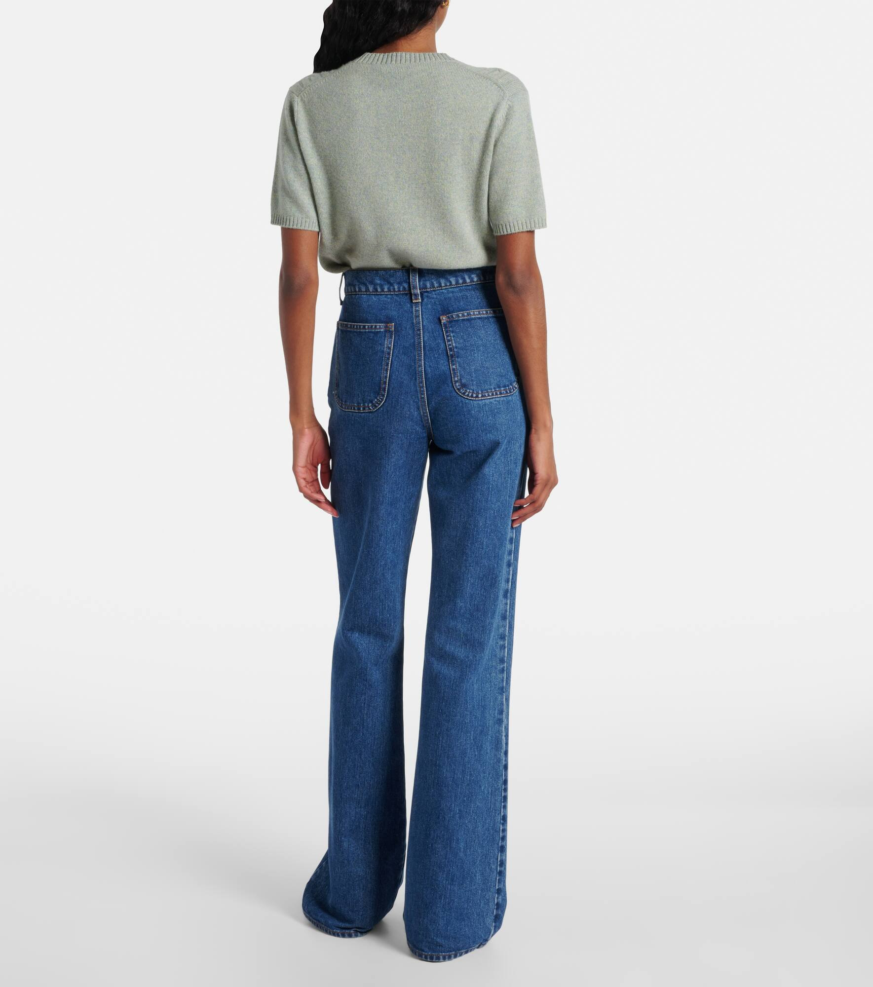 Mid-rise cotton and silk jeans - 3