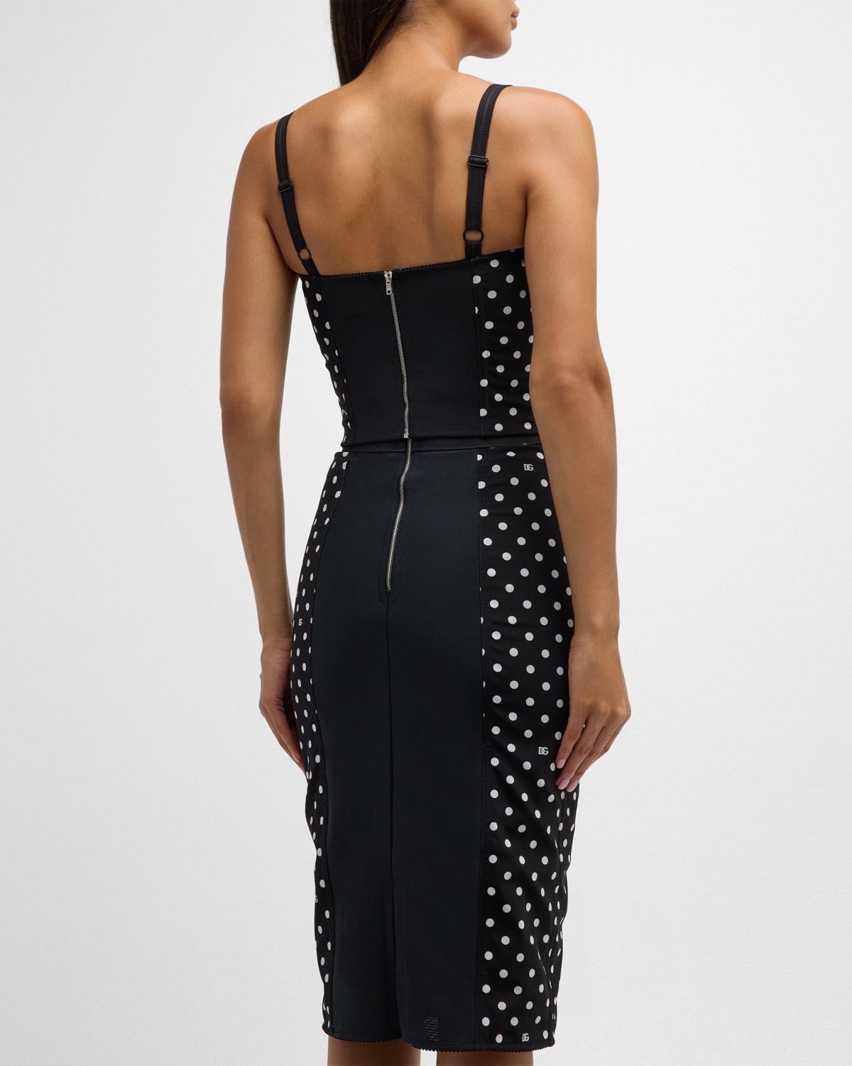 Logo Polka-Dot Print Marquisette Bustier Top - 6