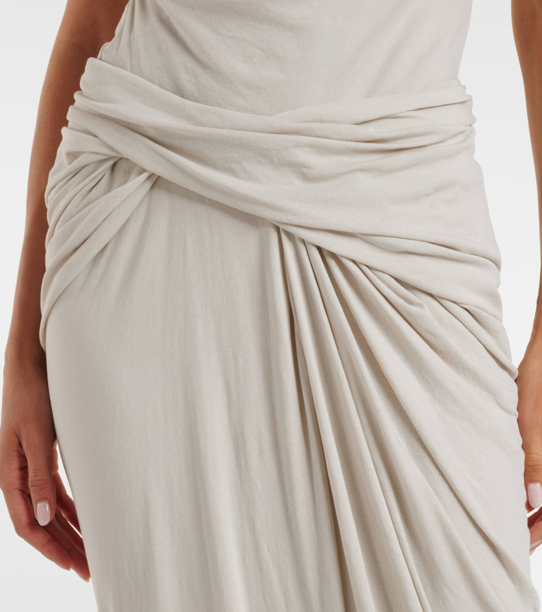 Draped cotton-blend jersey maxi skirt - 4