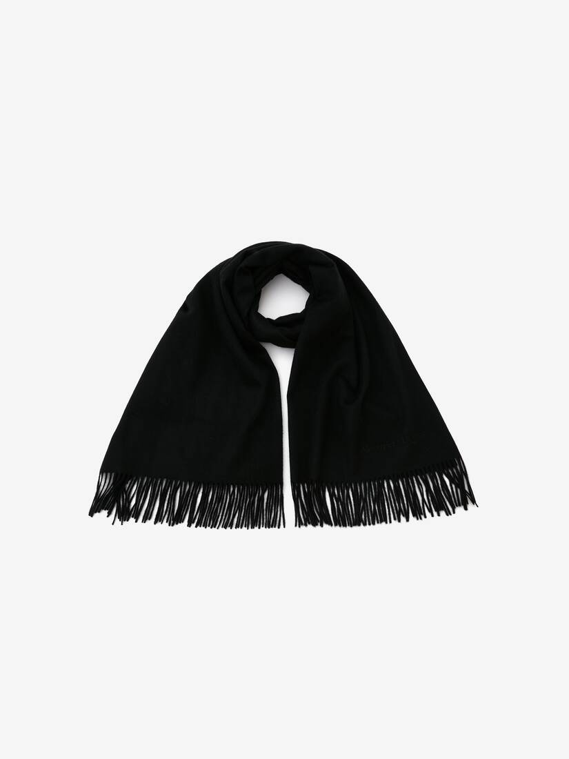 Embroidered Stole in Black - 2