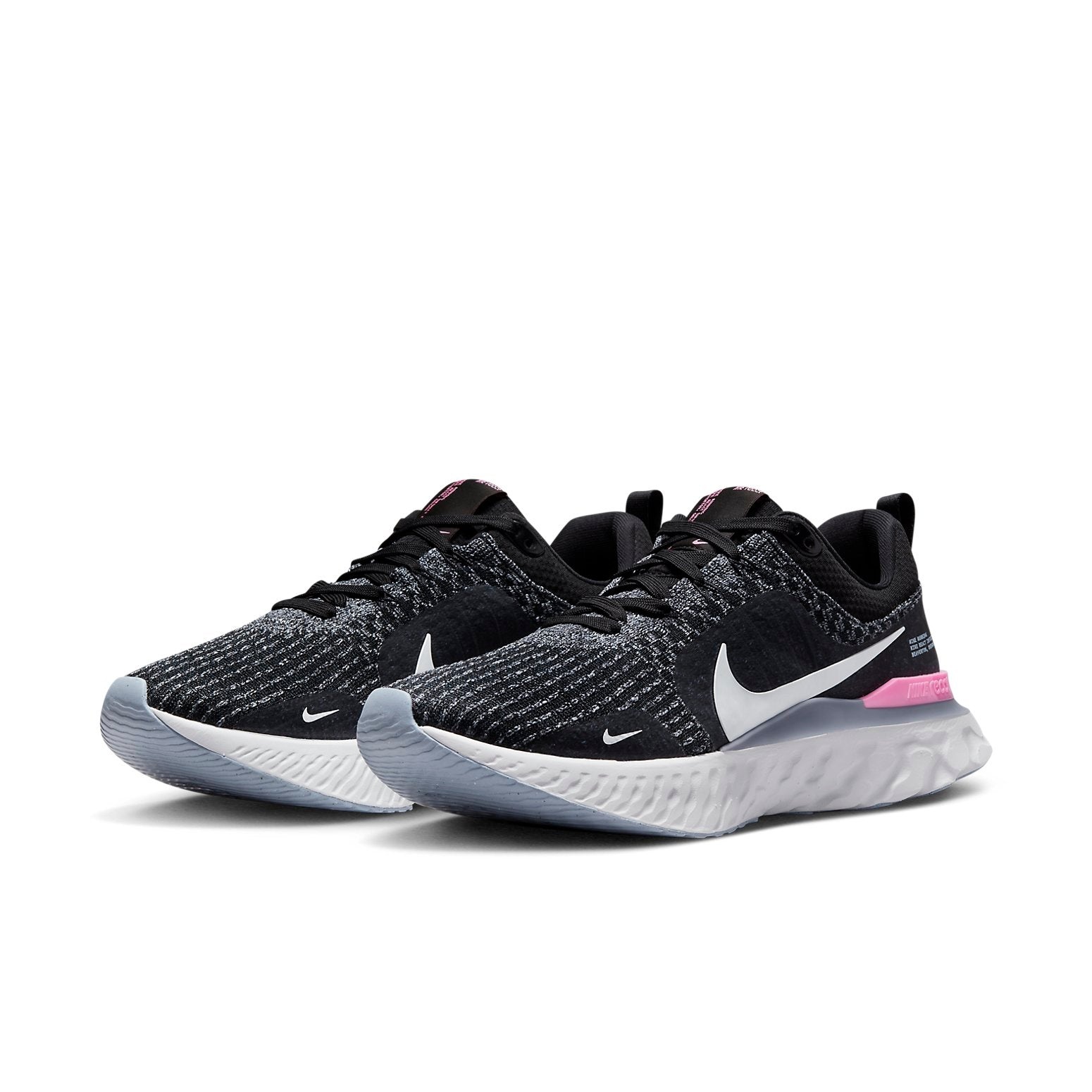 Nike React Infinity Run Flyknit 3 'Black Football Grey Pink' DZ3014-001 - 3