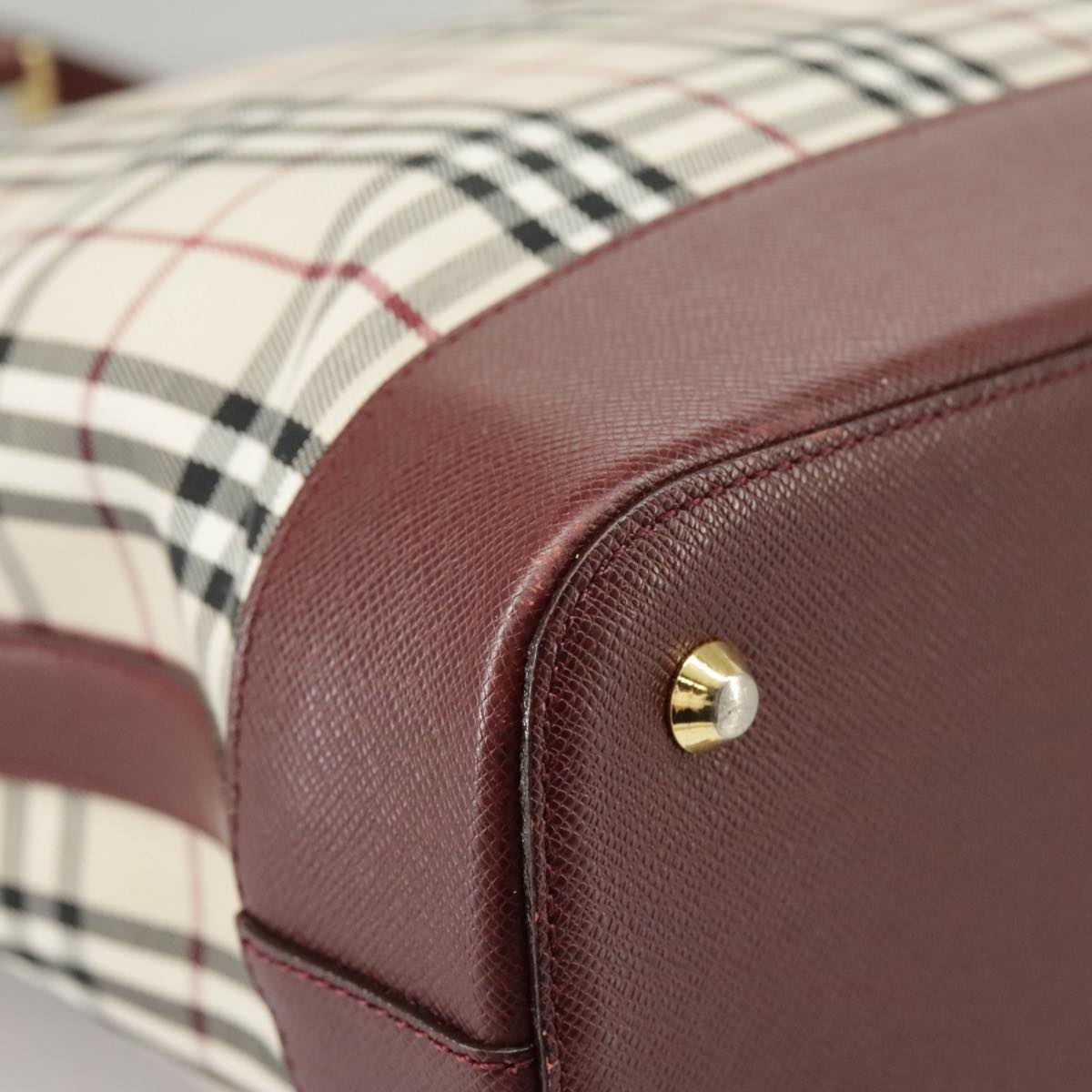 Burberry Nova Check Tote Bag Canvas Beige Red - 12