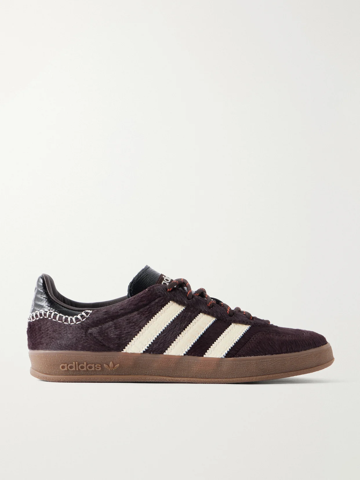 + Wales Bonner Gazelle Lizard-effect Leather-trimmed Pony Hair Sneakers - 1