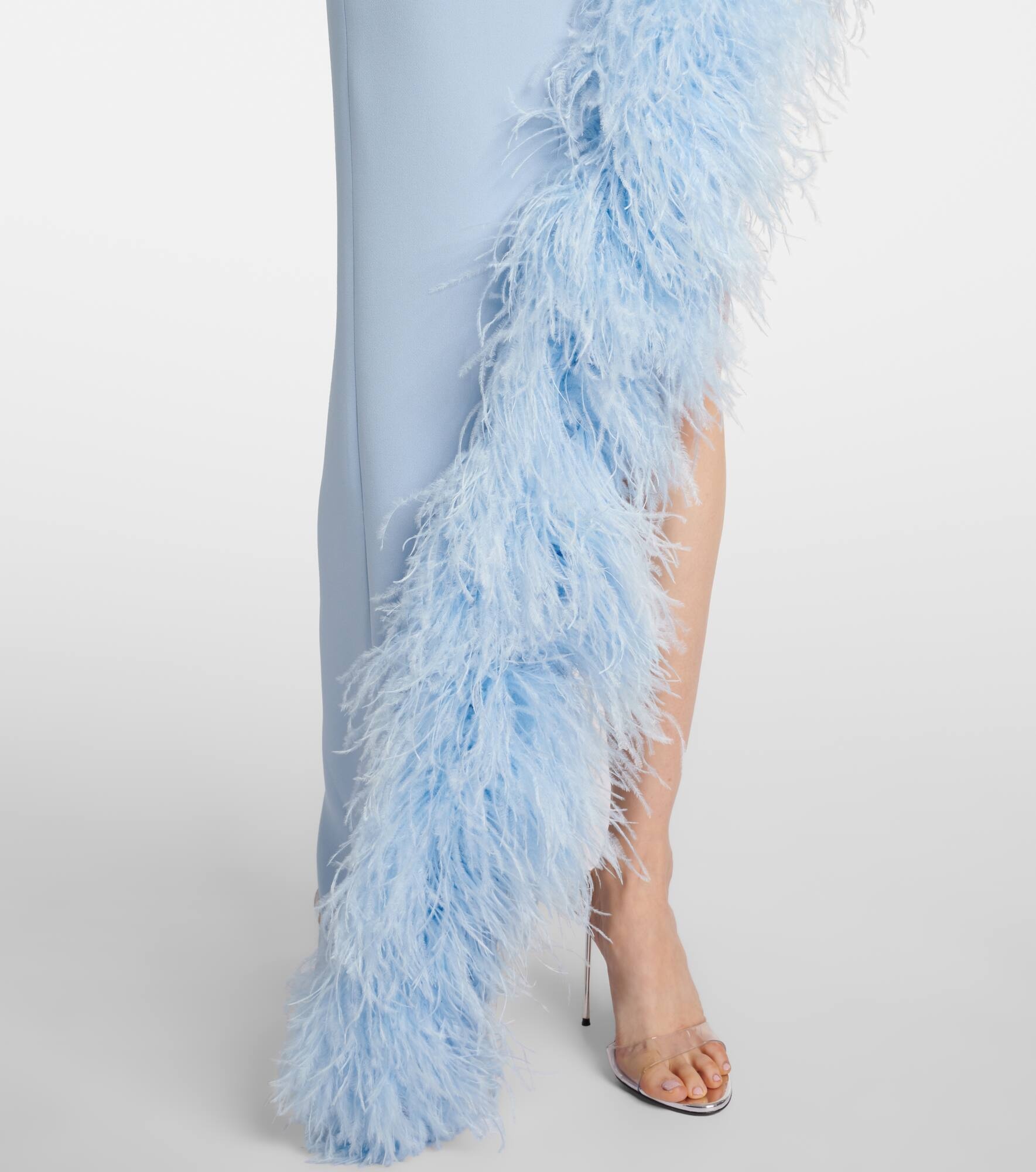 Asymmetric feather-trimmed cocktail dress - 5