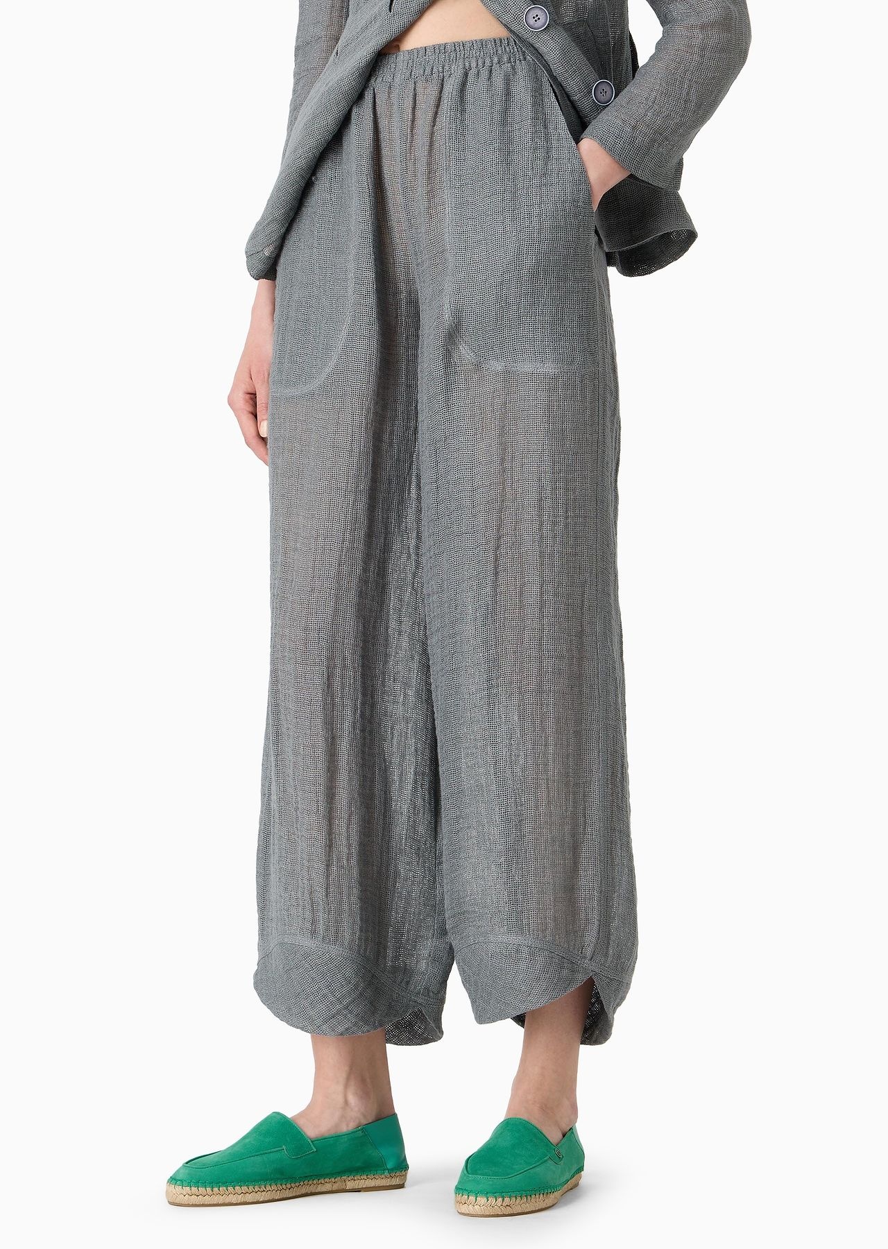 Wide linen-blend trousers - 2