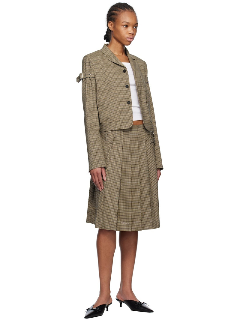 We11done Beige Checkered Belted Blazer outlook