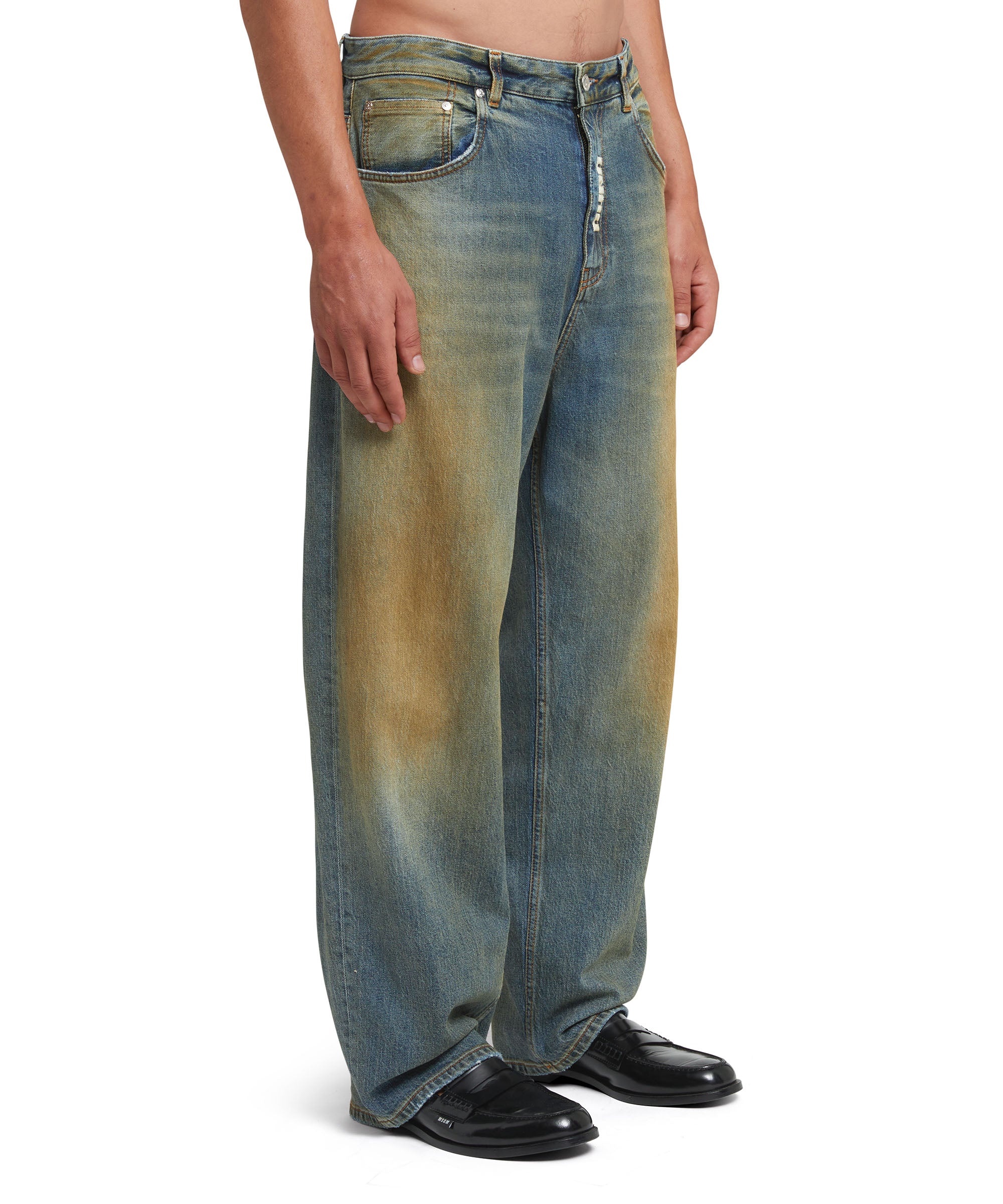 5 pocket denim pants with burned effect - 4