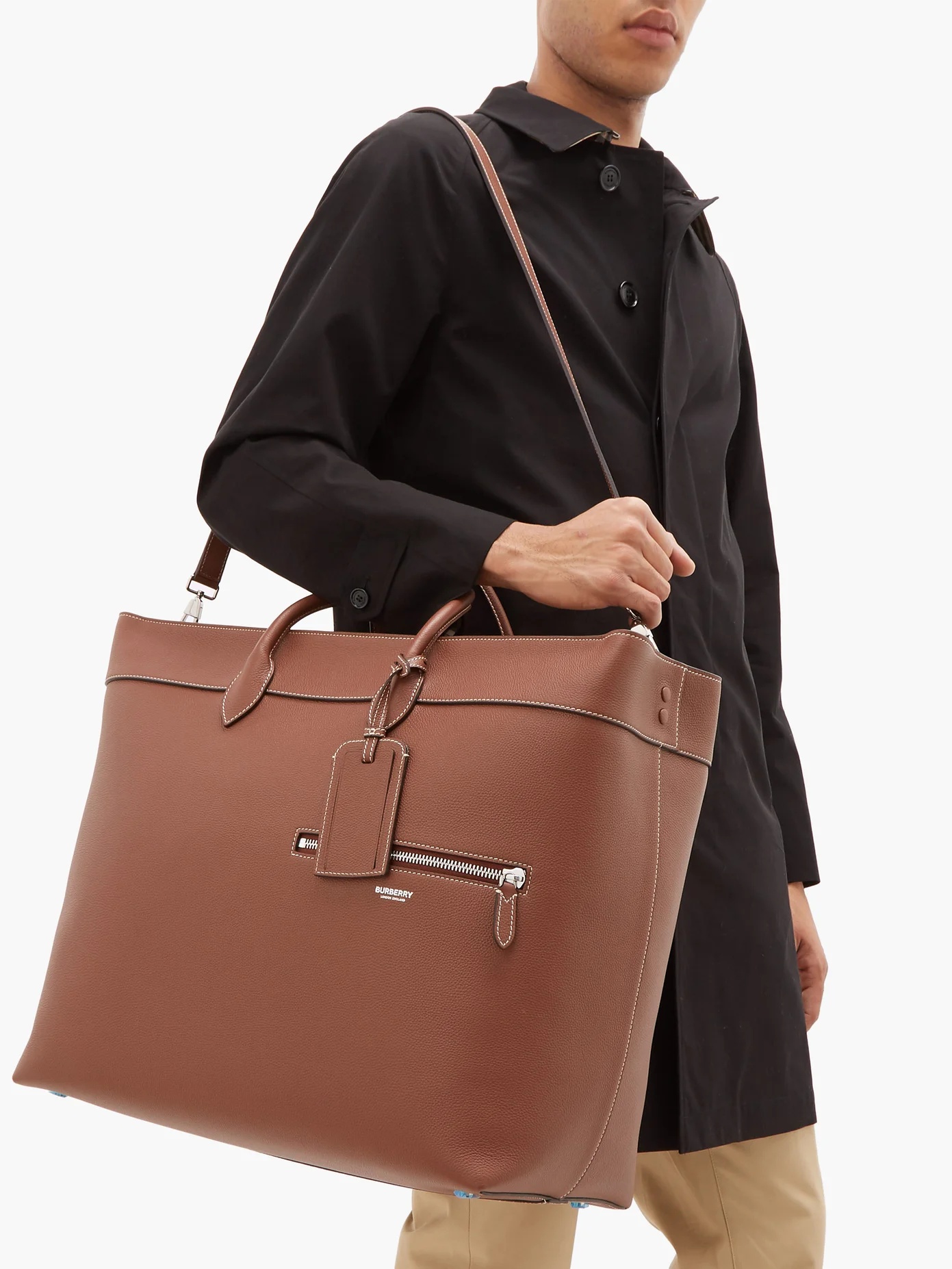 Grained-leather tote bag - 3