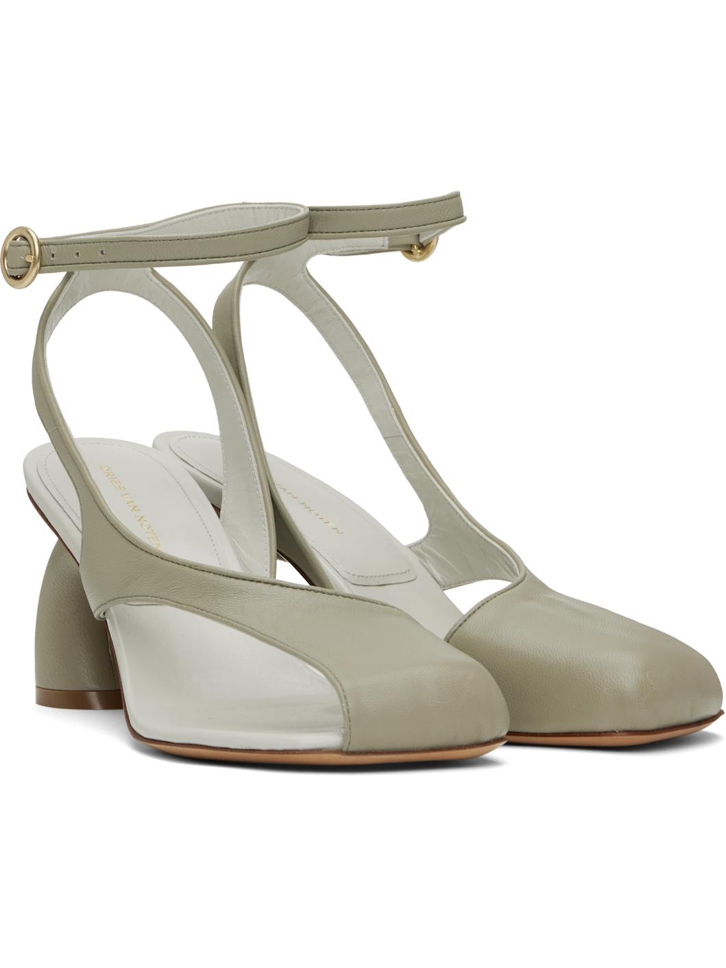 Green Asymmetrical Heeled Sandals - 4