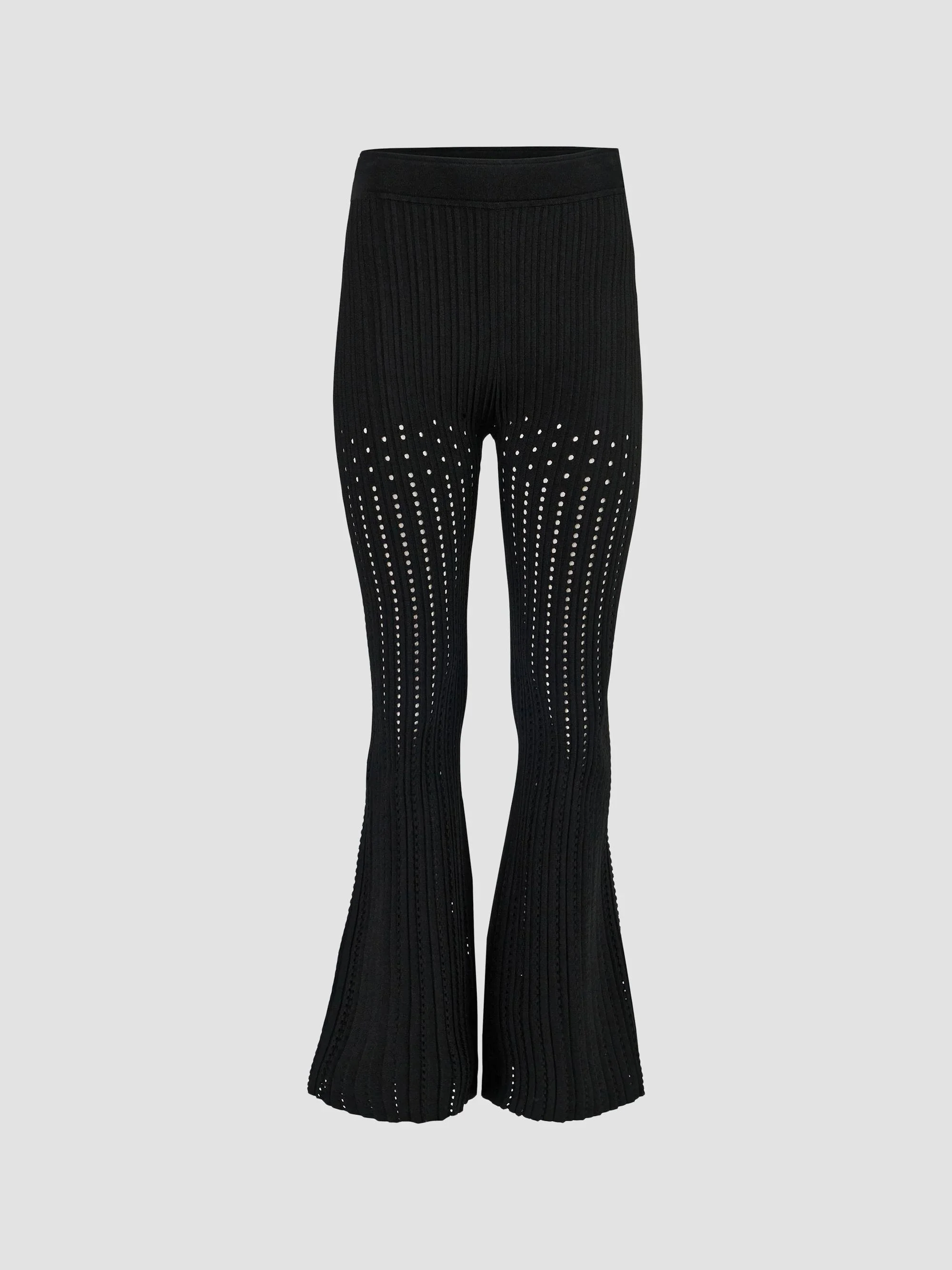 Women's Crochet Flare Pants - Jet Black - 1