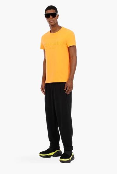 Balmain Orange cotton T-shirt with embossed orange Balmain Paris logo outlook