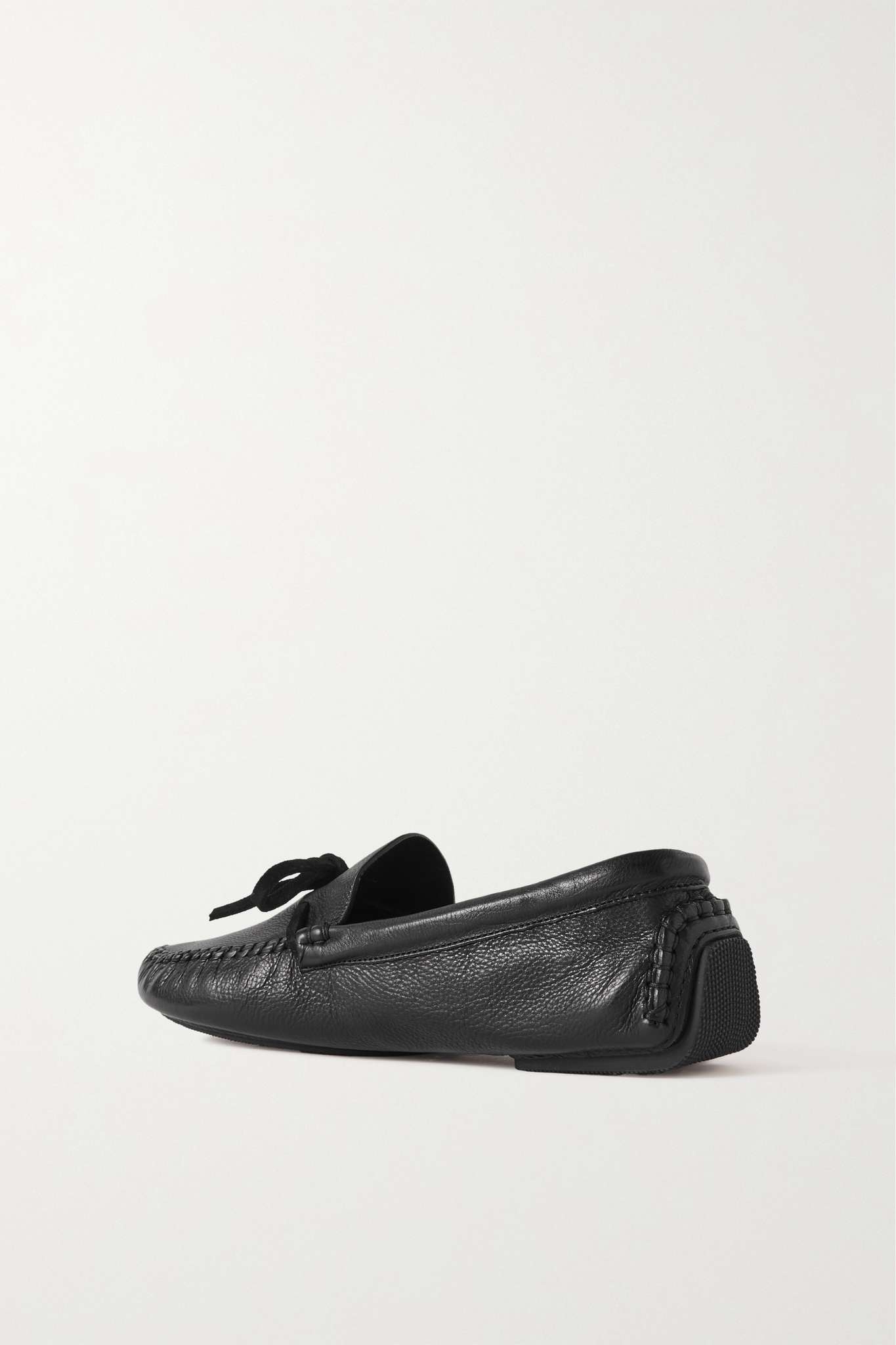 Lucca bow-embellished textured-leather loafers - 3