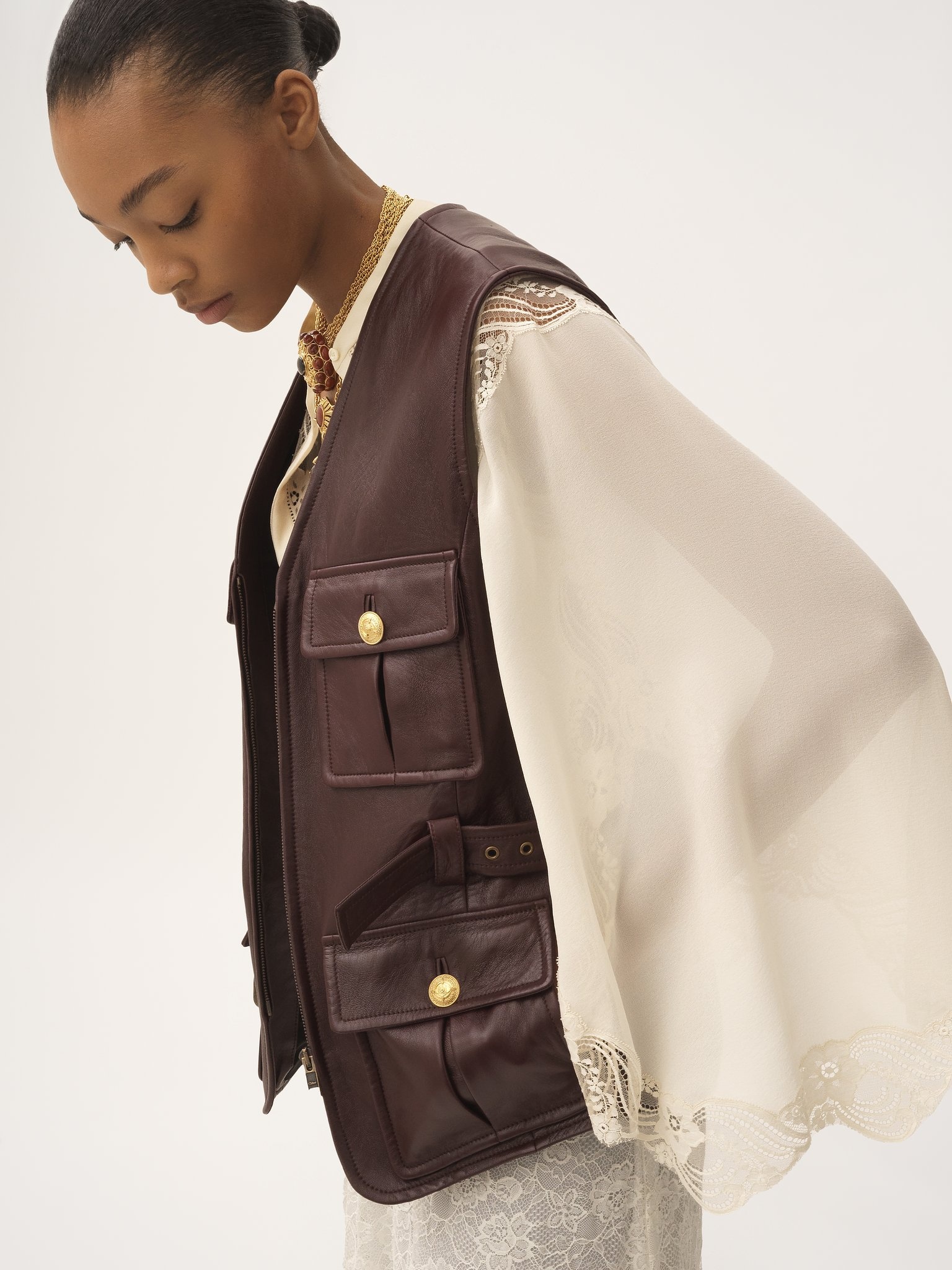 UTILITARIAN VEST IN LEATHER - 4