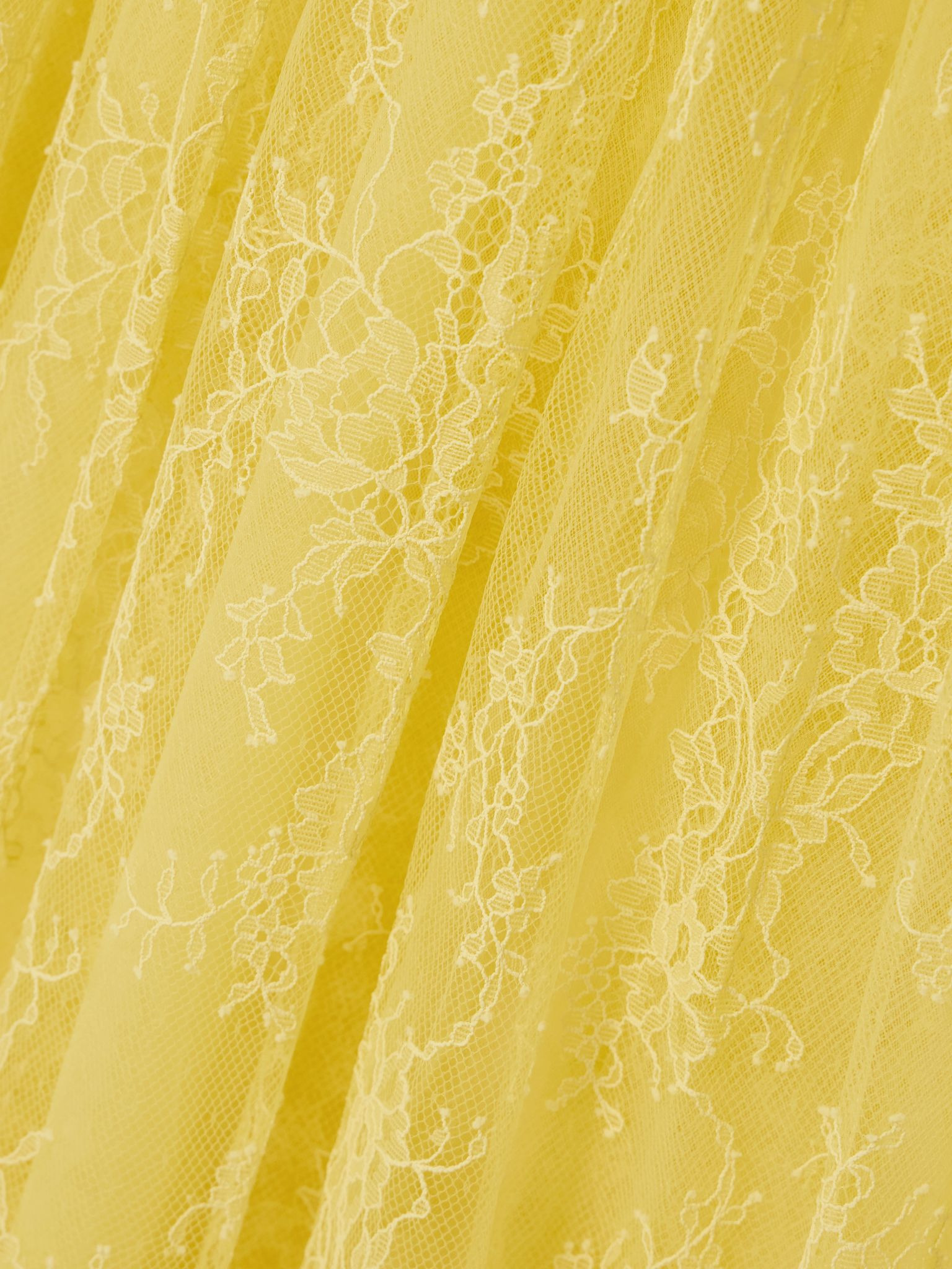 Pamelina ruffled shirred lace midi dress Yellow - 4
