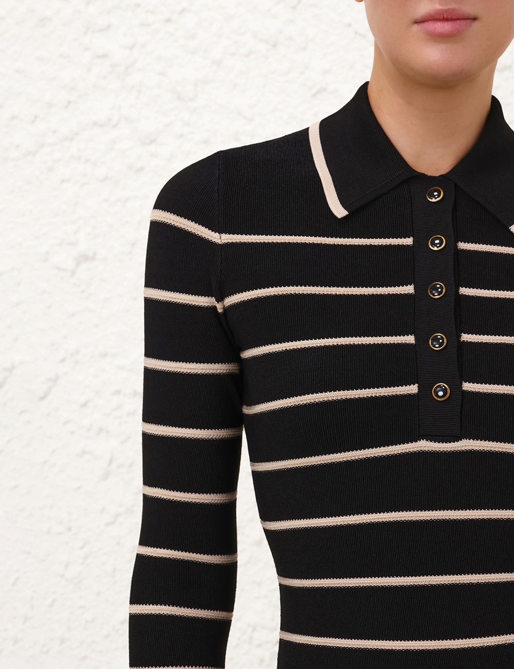 CRUSH STRIPE LONG SLEEVE POLO - 5