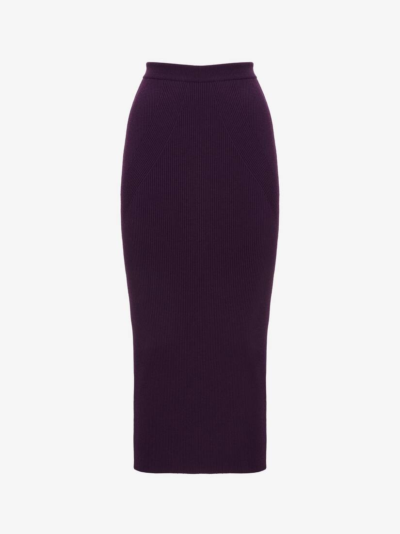 Women's Ribbed Pencil Skirt in Night Shade - 1