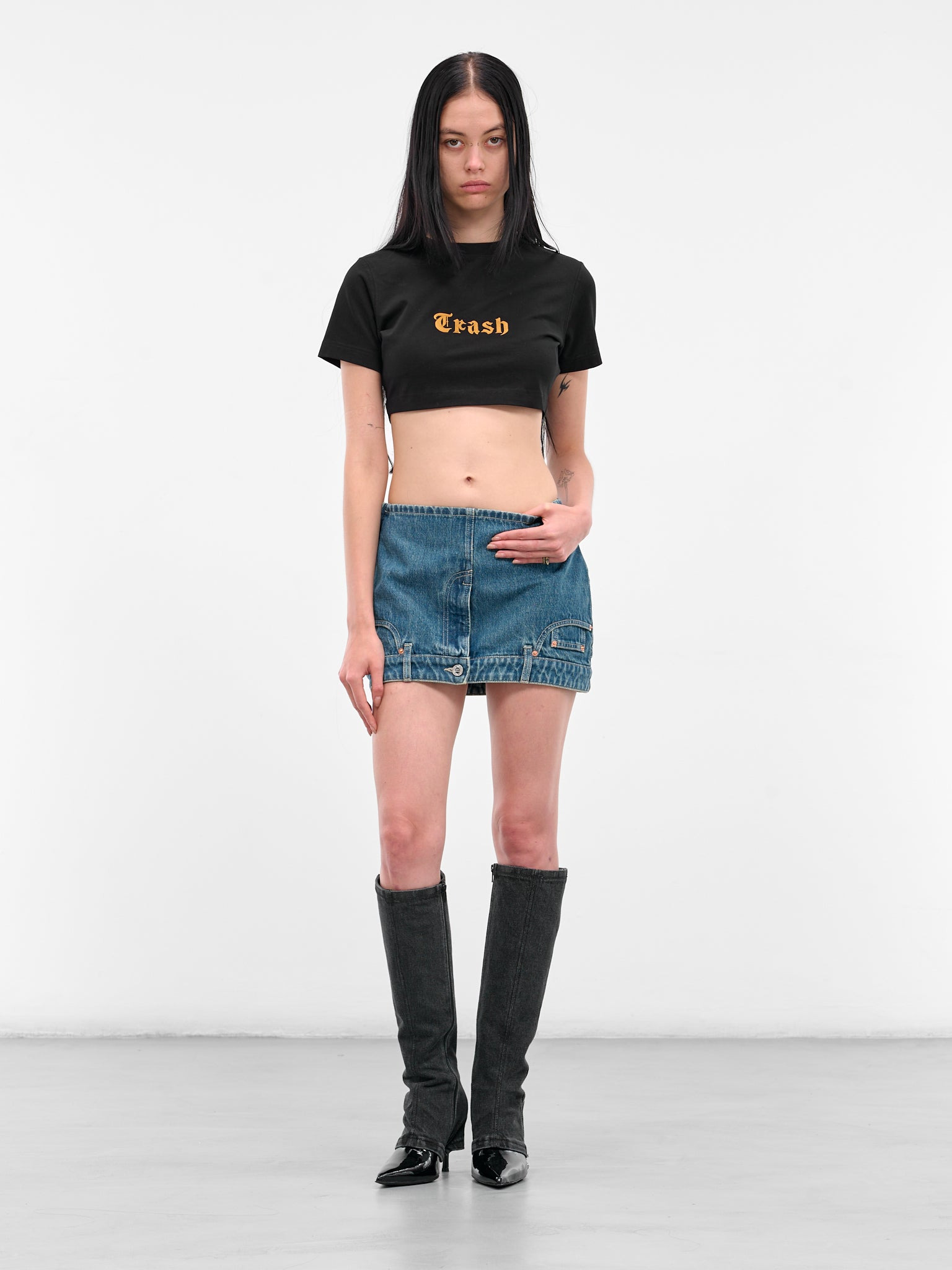 Blue Upside-Down Denim Mini Skirt - 6