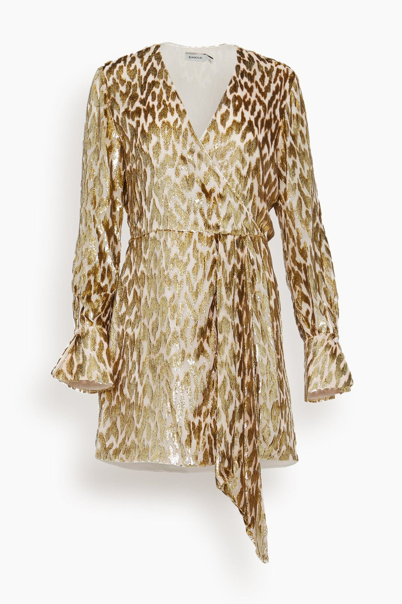 Camryn Long Sleeve Mini Dress in Gold 1