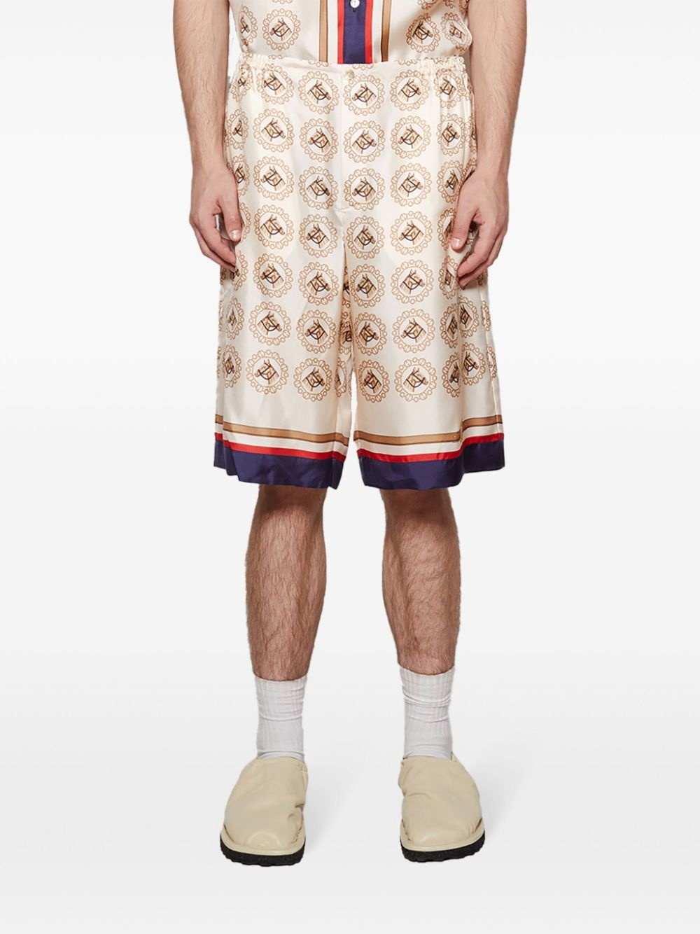 graphic-print silk shorts - 3