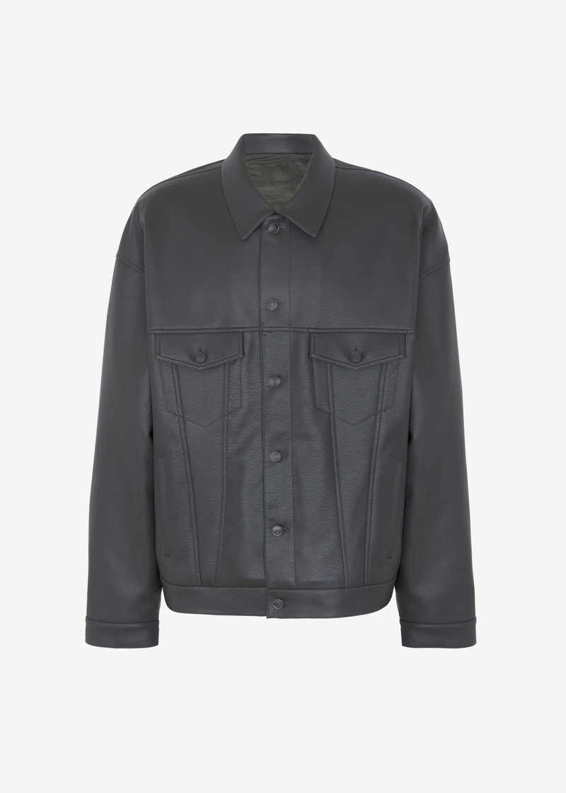 Conan Faux Leather Jacket - Dark Grey 14