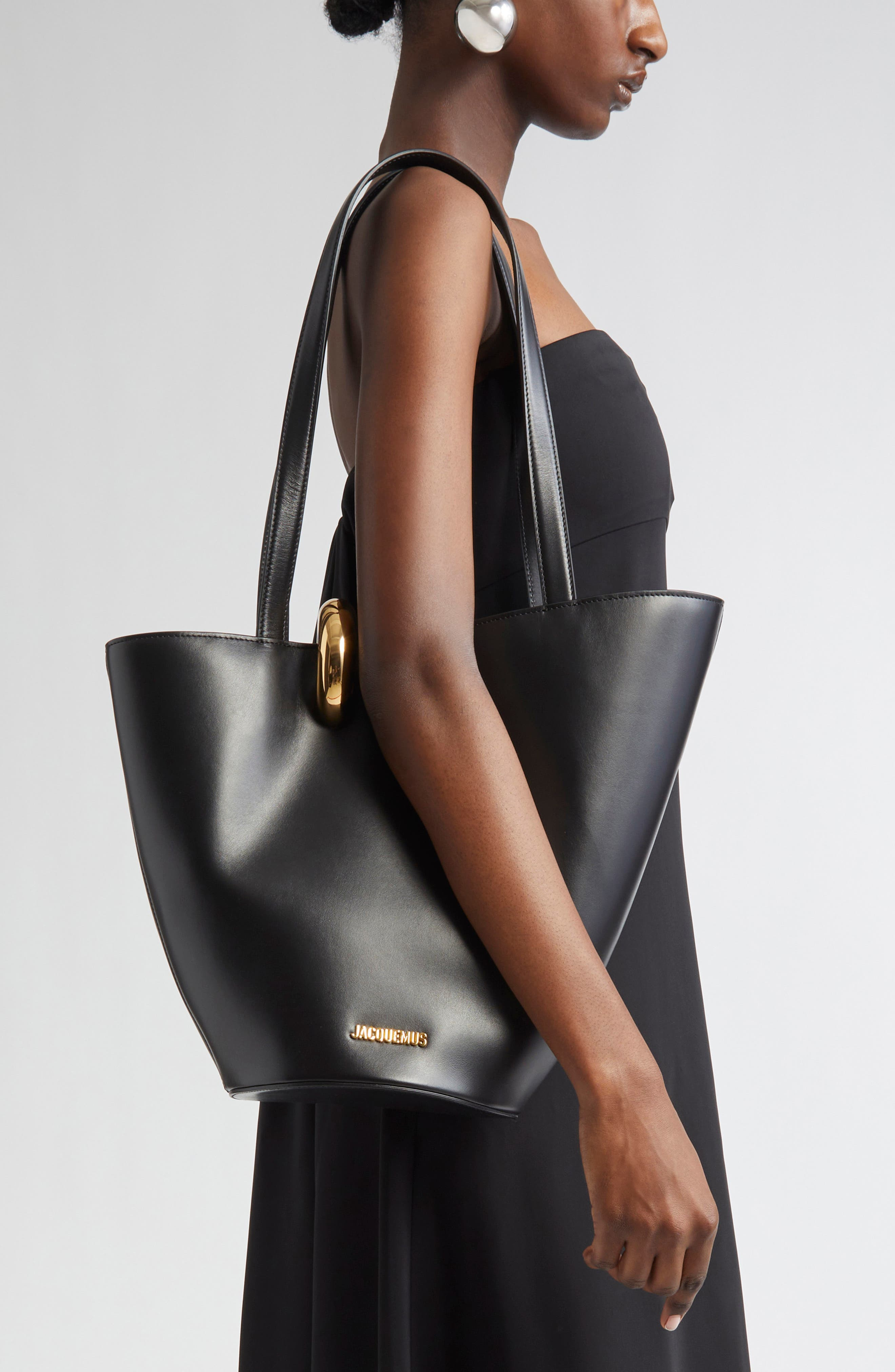 Jacquemus The Medium Bambola Asymmetric Leather Bucket Bag in Black 990 at Nordstrom - 2