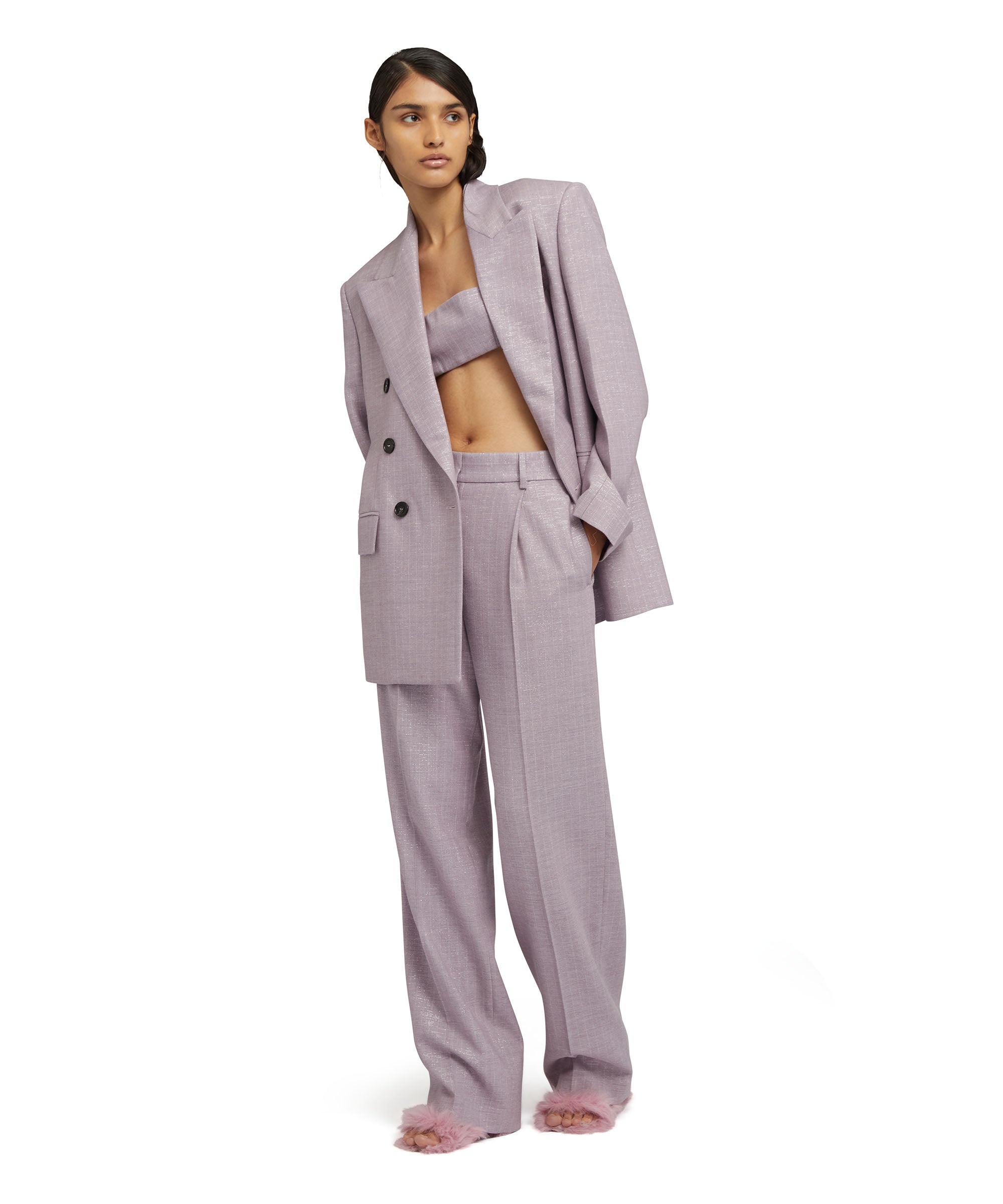 Trousers with  "Shiny Pinstriped Wool" workmanship - 5