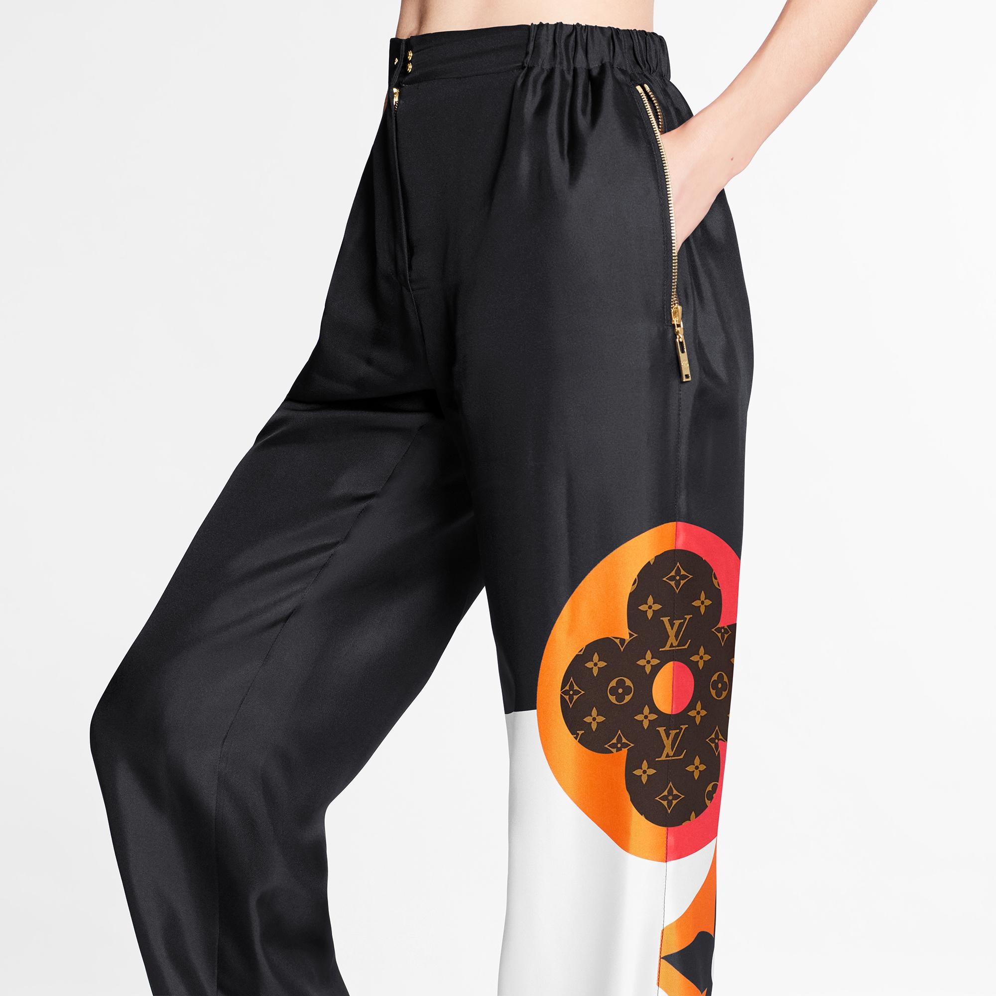 Game On Asymmetric Monogram Flower Silk Twill Jogging Pants - 5