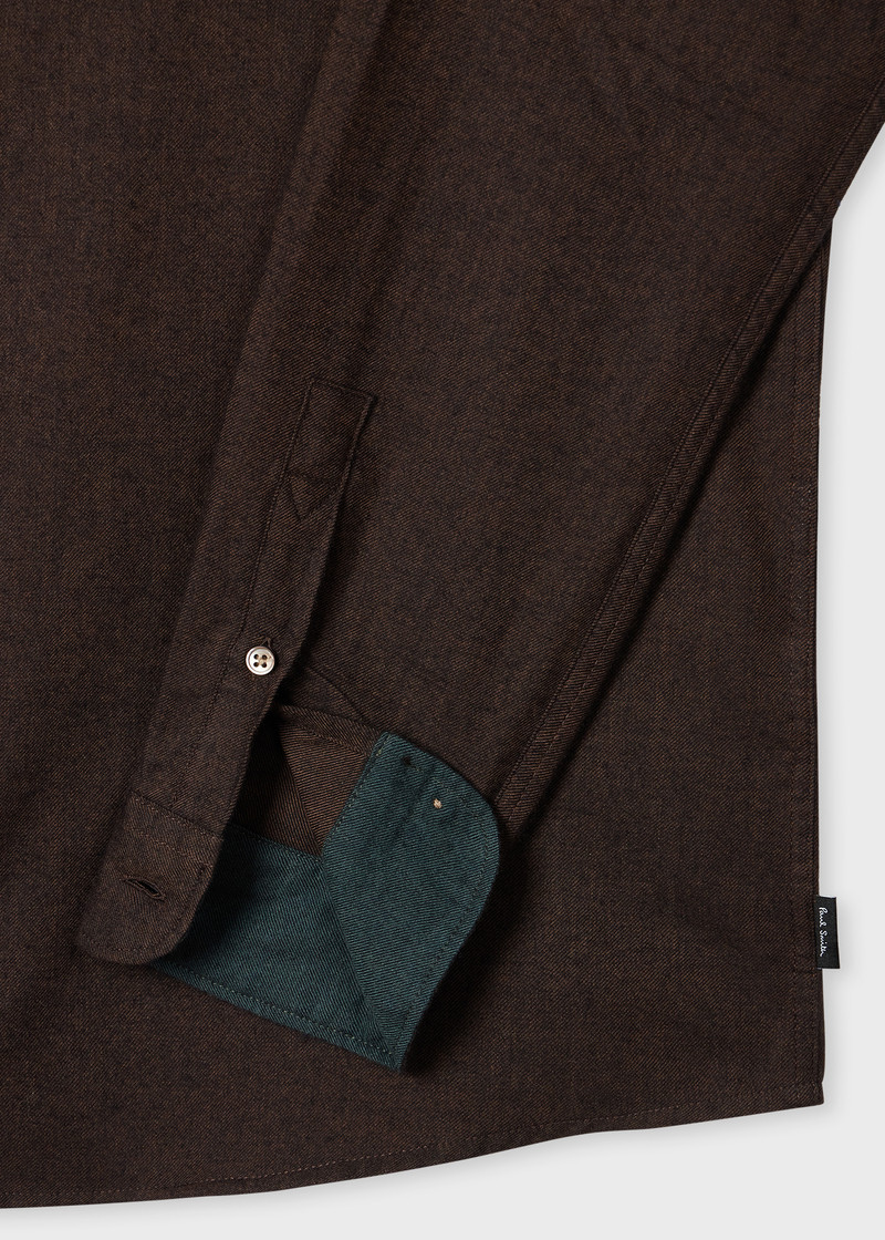 Paul Smith Brown Cotton and Wool-Blend Flannel Shirt outlook