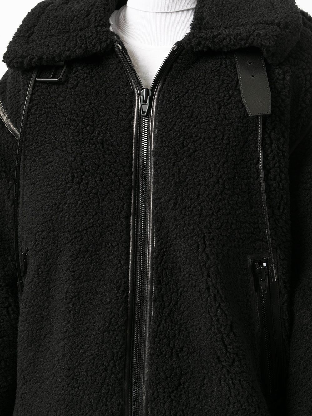 faux-shearling oversized biker coat - 5