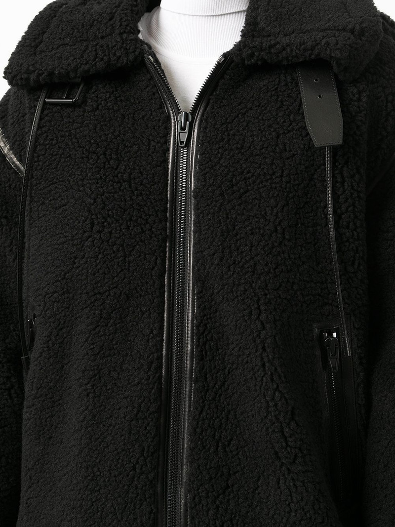 faux-shearling oversized biker coat 5