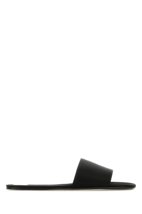 サンダル・ミュール SAINT LAURENT Black Satin Carlyle Slippers SAINT LAURENT Saint Laurent Women Black Satin Carlyle