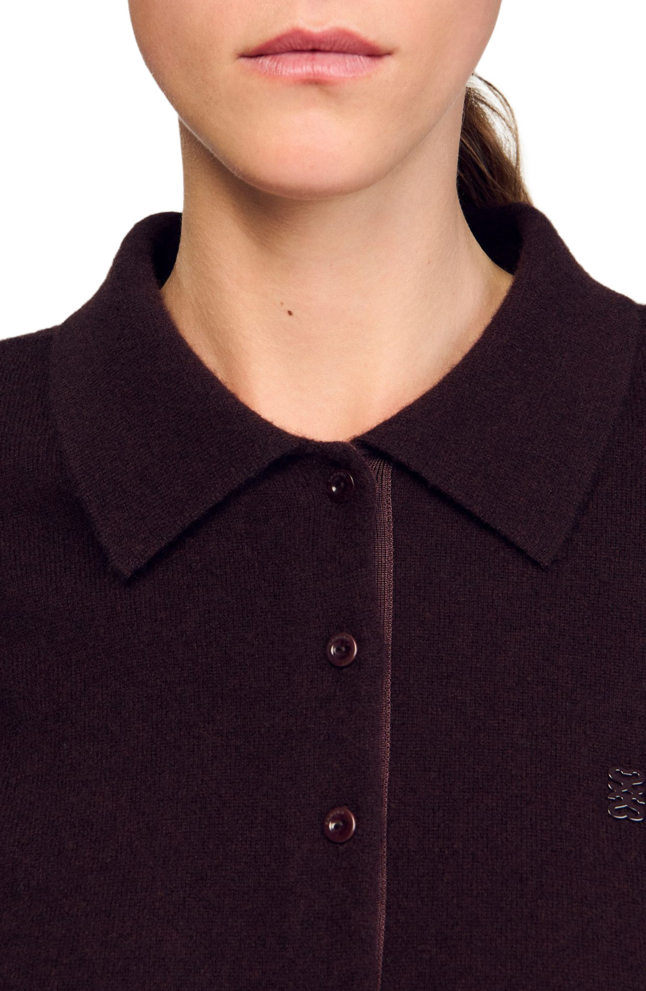 SANDRO Shirt cardigan in Chocolate at Nordstrom - 4