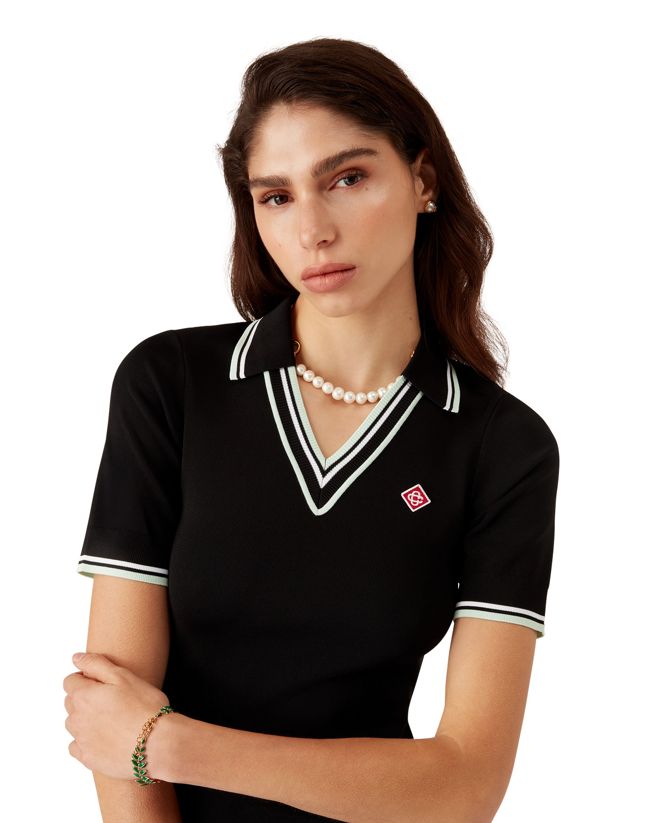 Viscose V-Neck Polo Dress - 5