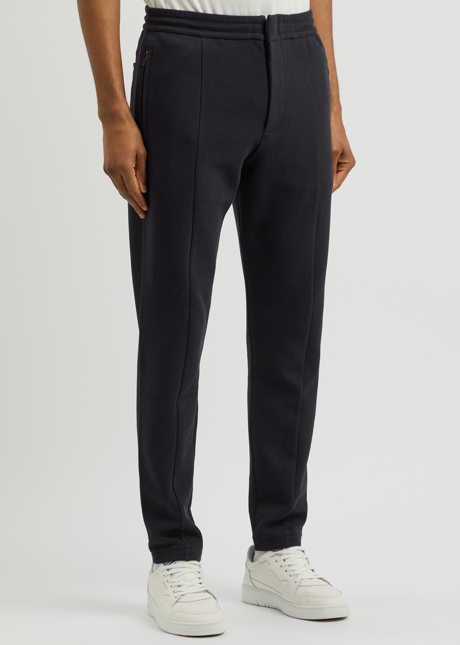 Emporio Armani Tapered Waffle-knit Cotton-blend Trousers - 2