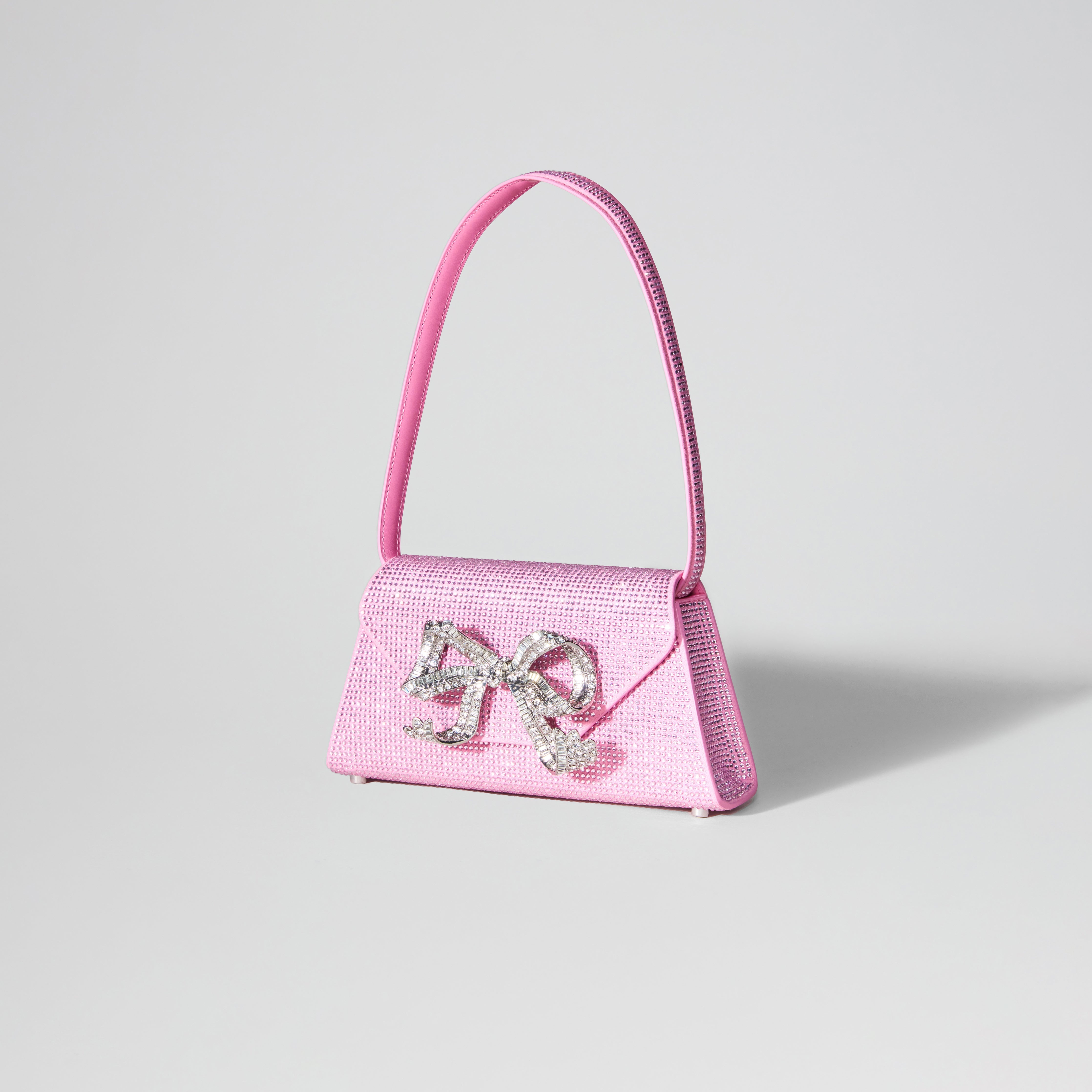 Pink Rhinestone Bow Mini Shoulder Bag - 2