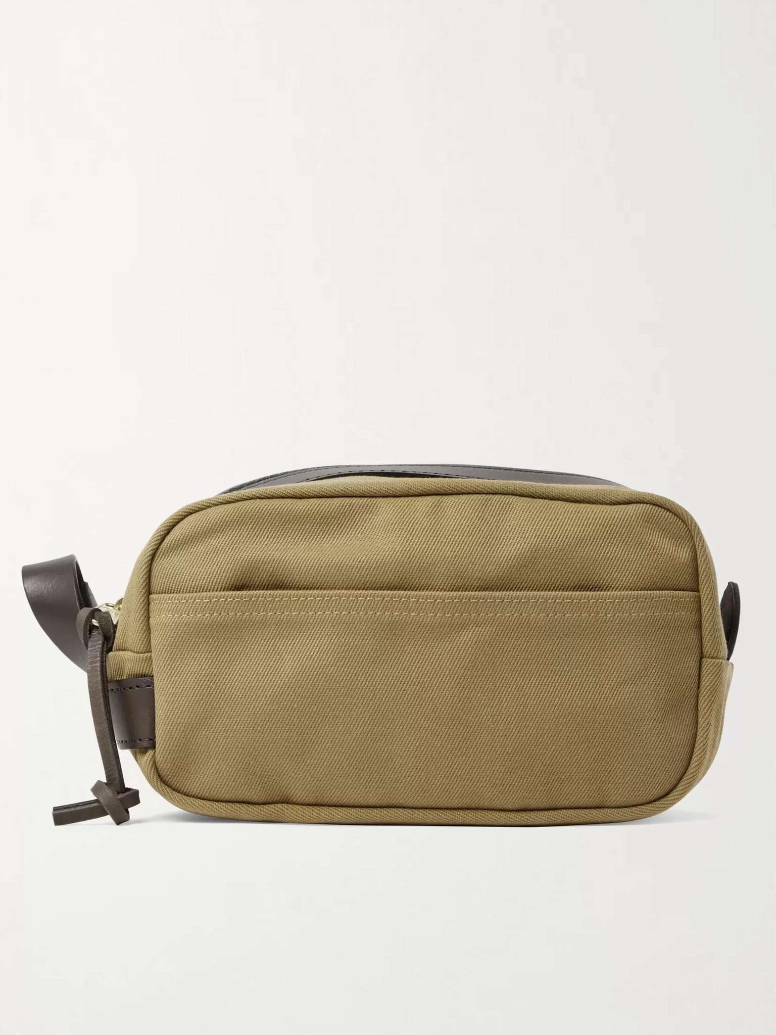 Leather-Trimmed Cotton-Canvas Wash Bag - 1